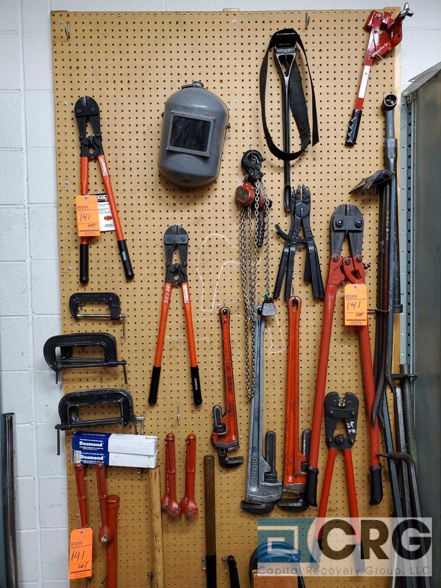 lot of assorted hand tools and C clamps etc. includes pipe wrenches, sledge hammers, pry bars, - Image 3 of 3