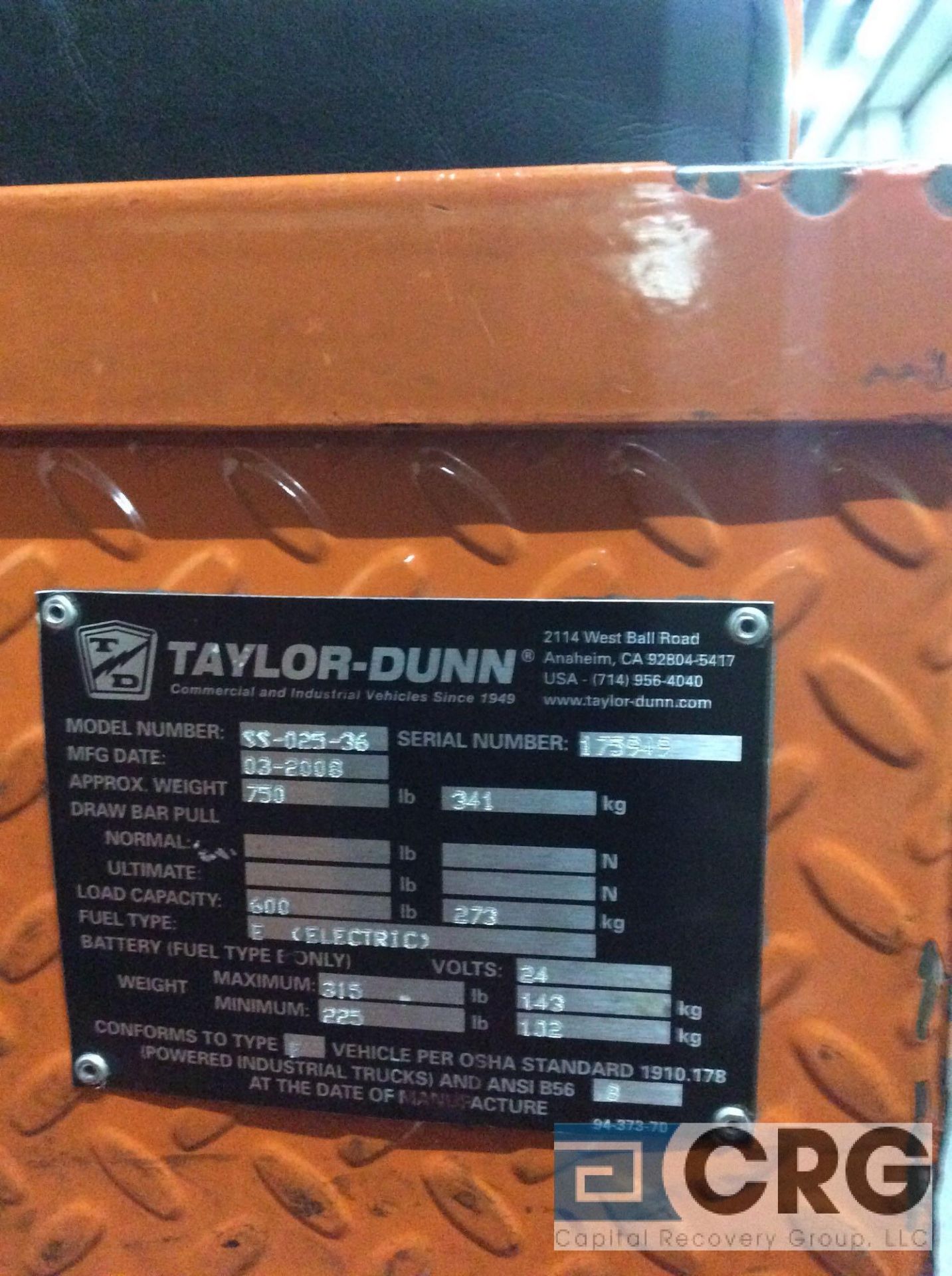 TAYLOR-DUNN 3 wheeled maintenance cart - Image 2 of 2