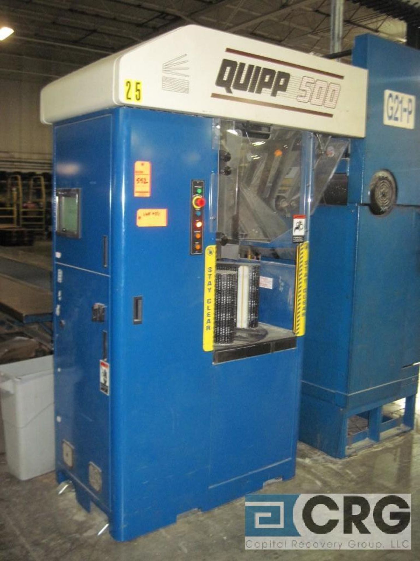 Quipp 500 stacker with rotating table and digital controls, subject to entirety line bid, lot 551