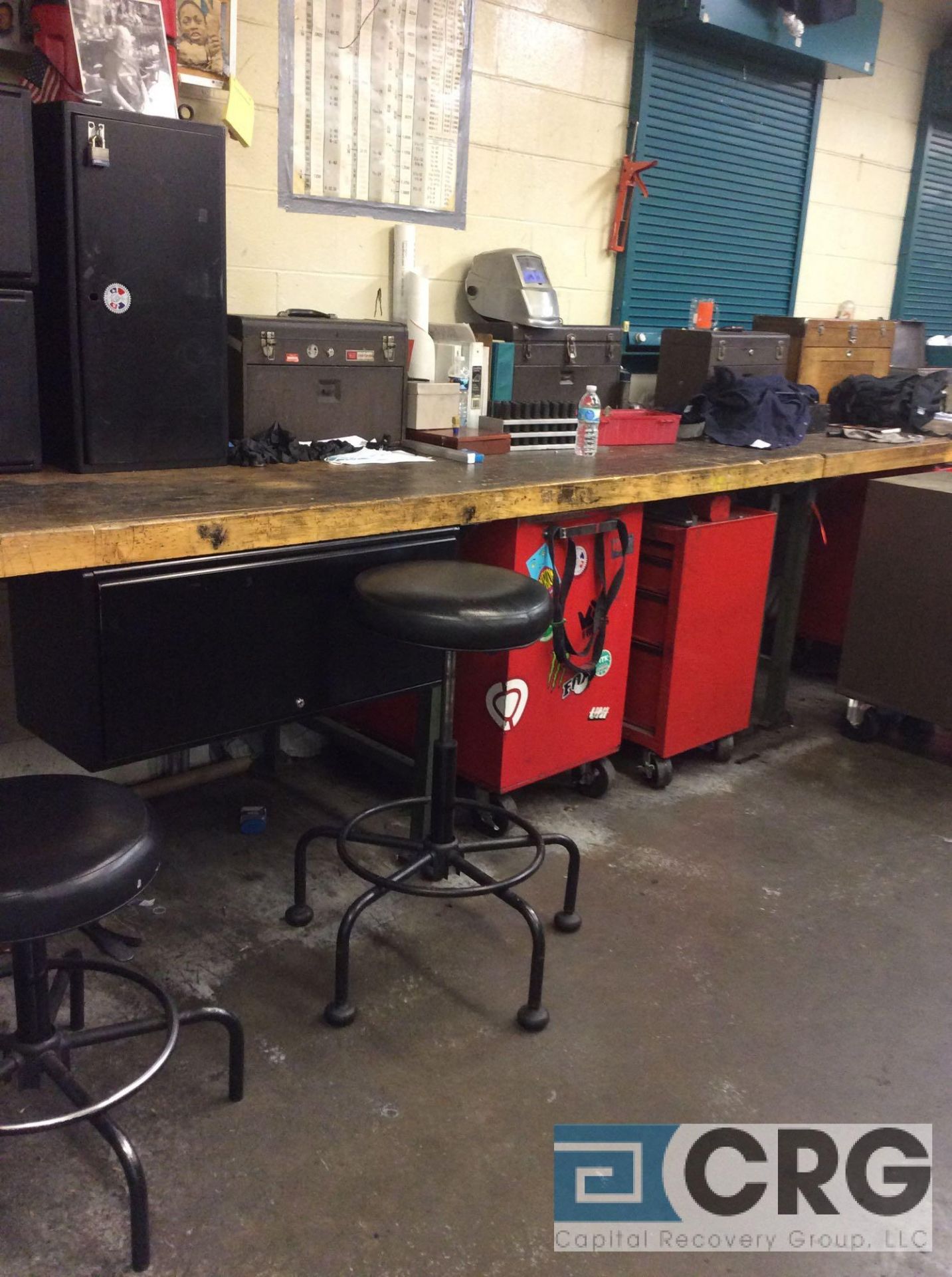 lot of 2 HD butcher block work benches, 3 foot x 10 foot x 3 inch thick, with metal legs,no - Image 2 of 2