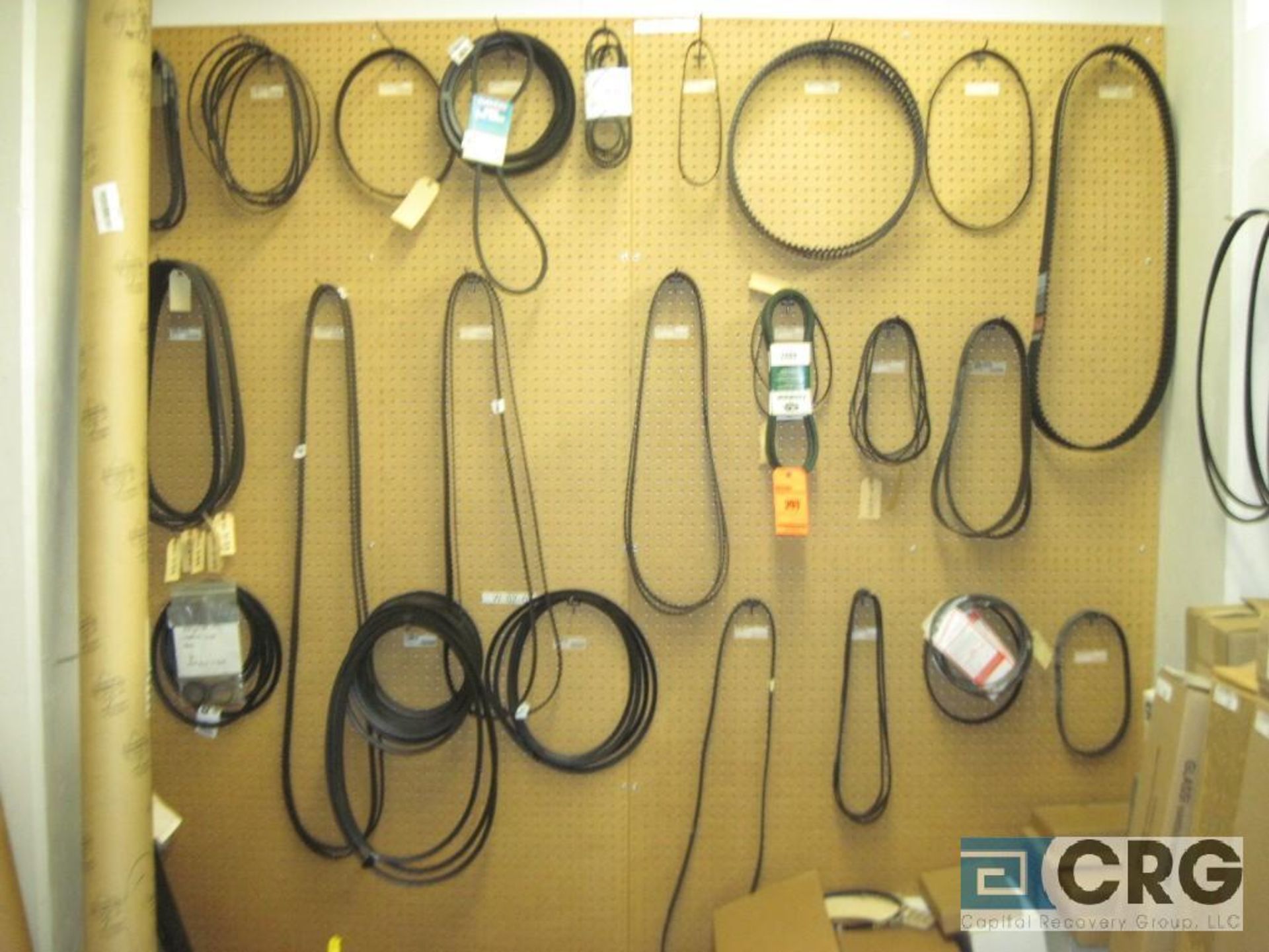 Lot of assorted V-belt with peg board