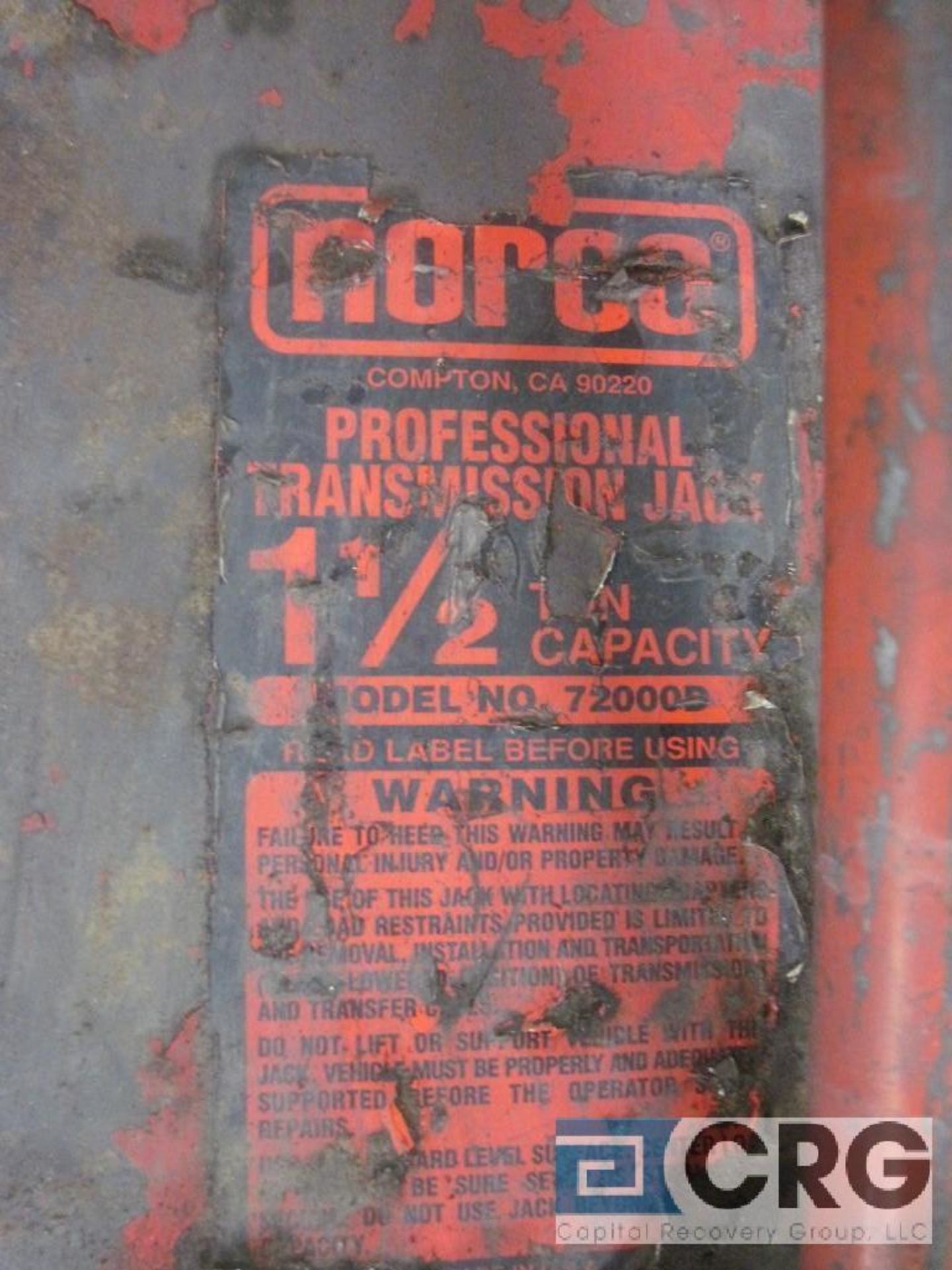 Norco 72000D transmission jack, 1 1/2 ton cap. - Image 2 of 2