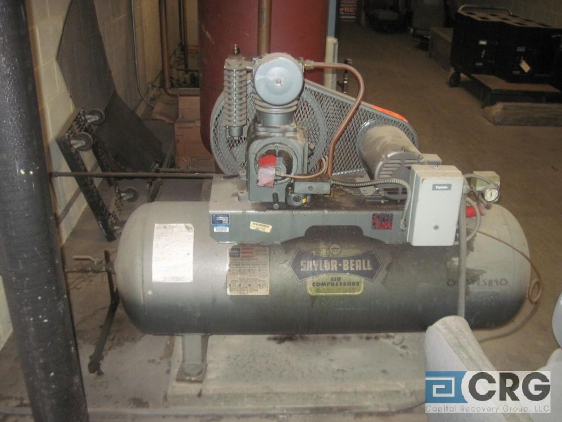 Saylor Beadl 735-80 horizontal 2 stage air compressor w/ 5 HP motor, s/n 151