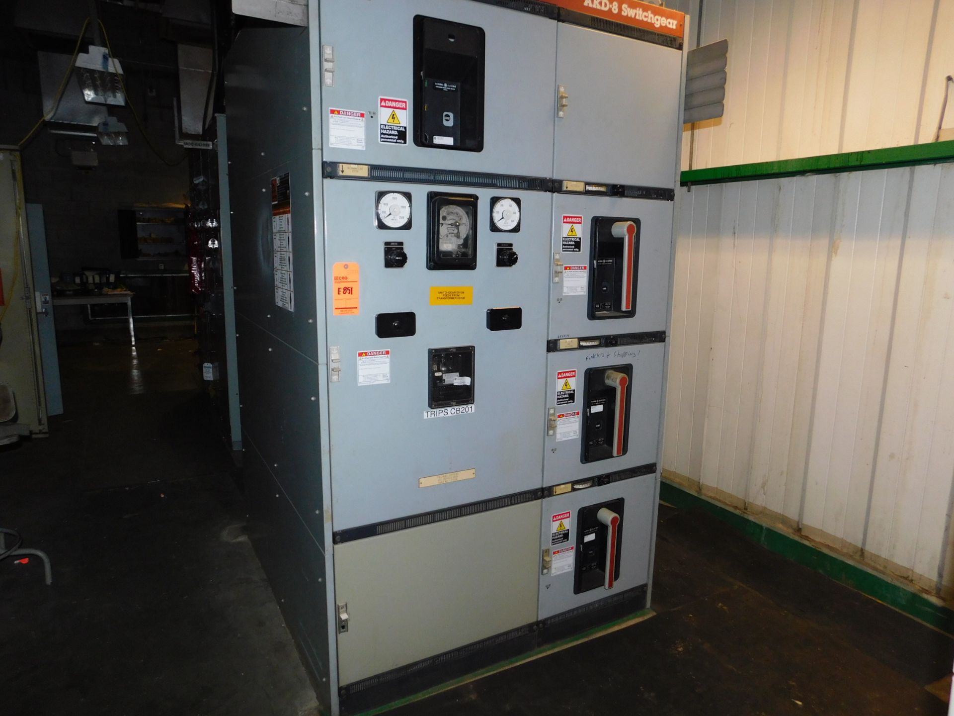 General Electric AKD8 switch gear, (3) breaker shut off, amp and voltage panel COPPER WIRE NOT