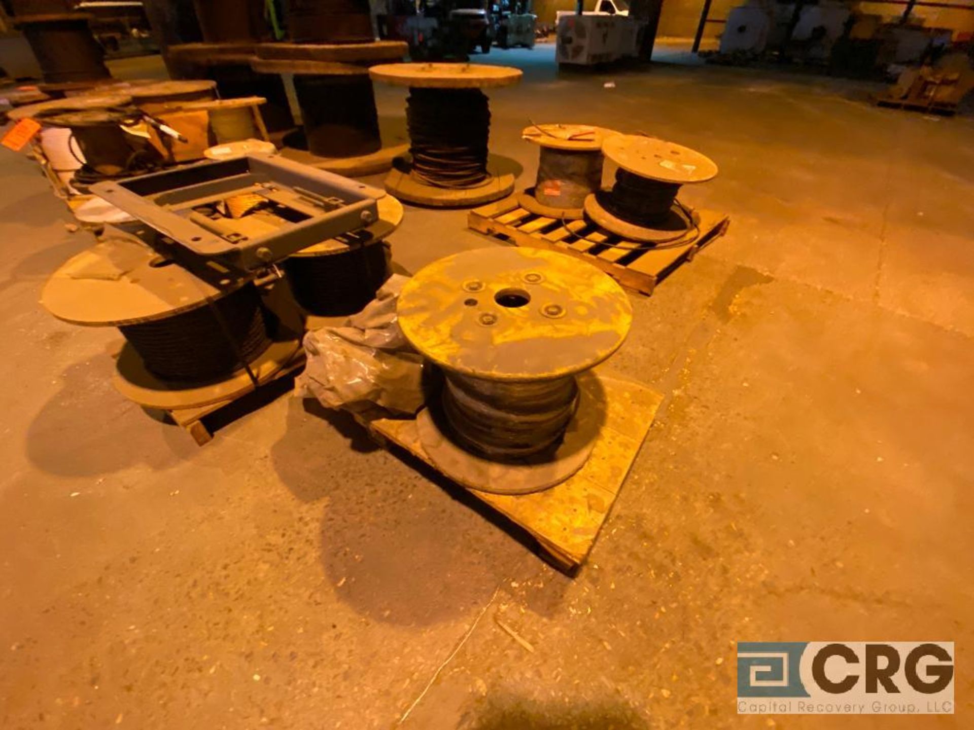 Lot of assorted spools, copper wire spools, braided cable spools, and rope spools (Location: RNP - Image 2 of 13