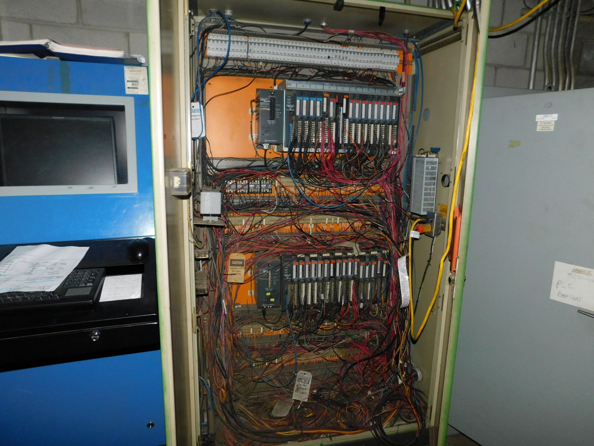 Lot of computer work stations with (3) cabinets with Allen Bradley I/O adapter modems, 1391 AC drive - Image 2 of 4