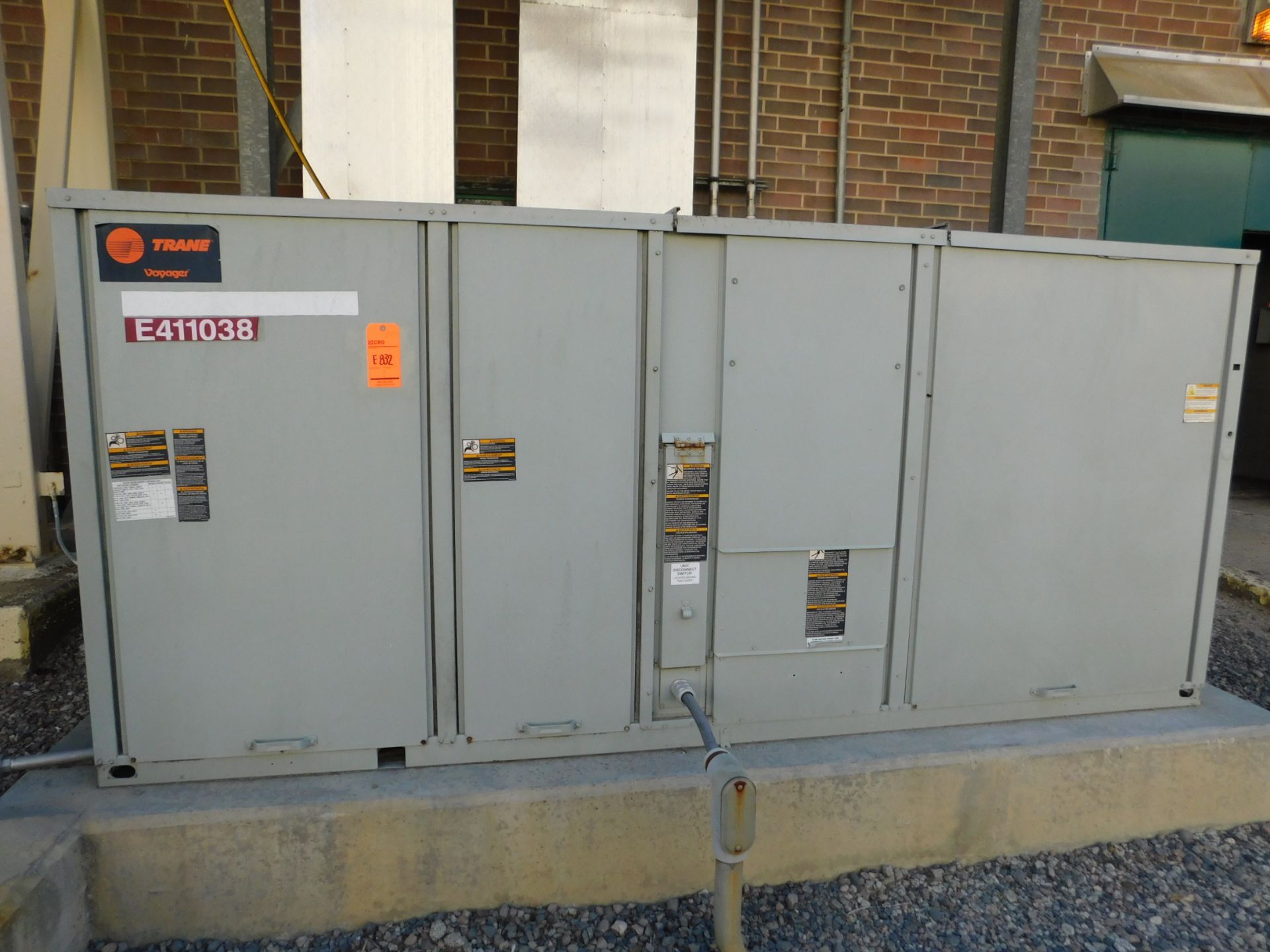 Trane air conditioner, 460 V., 600 hz, 3 ph. COPPER WIRE NOT INCLUDED (Location: West Side of PM