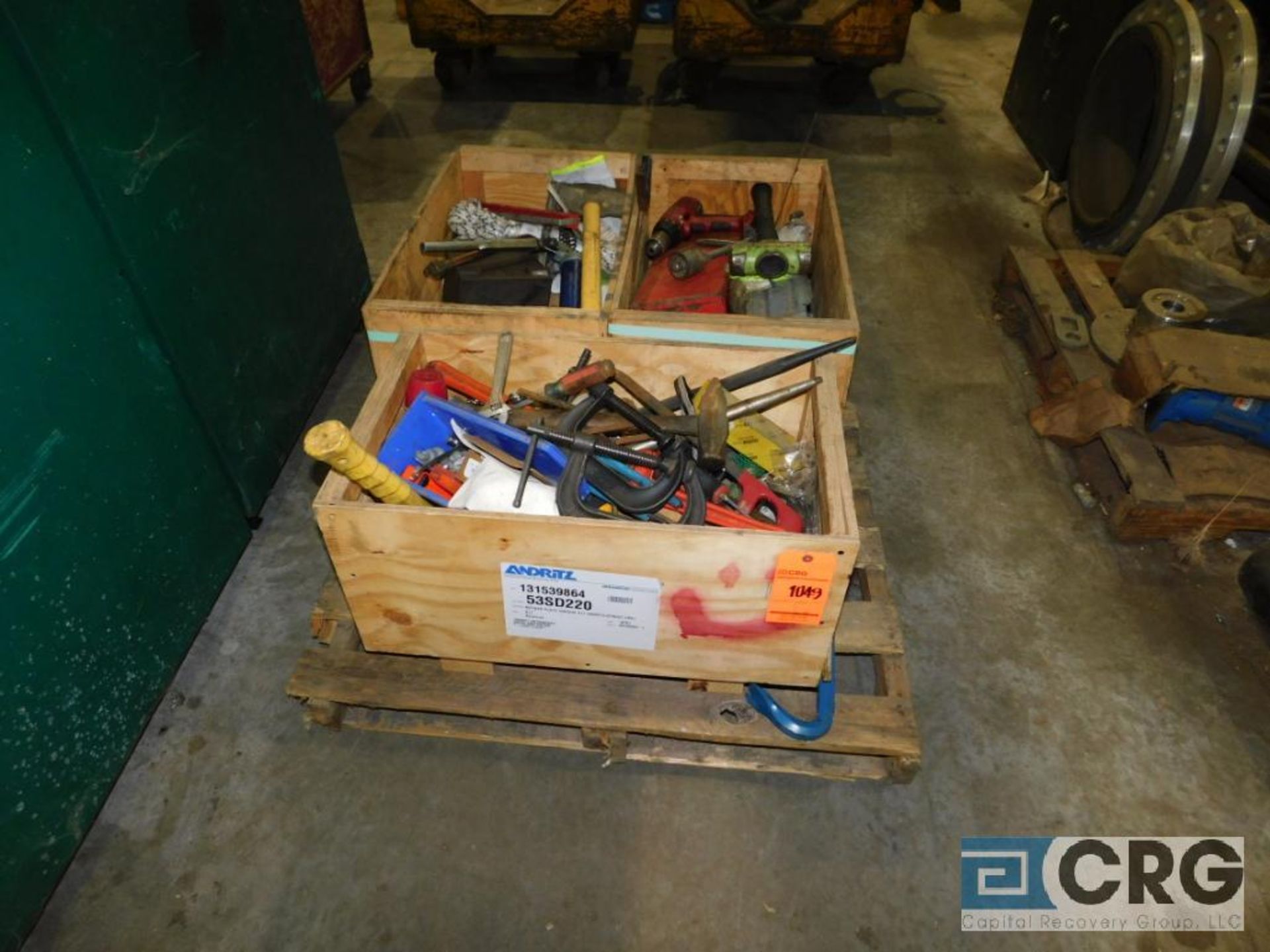 Lot of (3) wood crates with assorted hand tooling (Location: Maintenance Bldg.)
