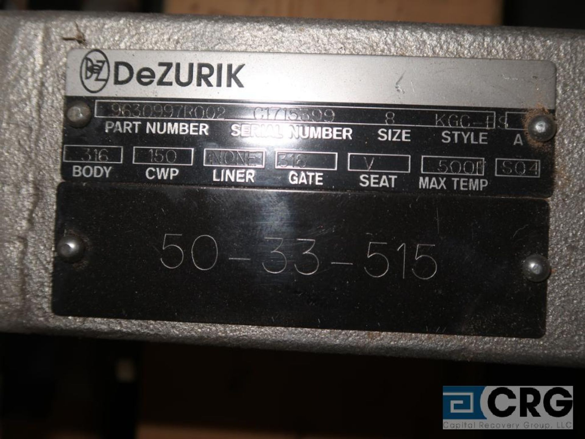 Dezurik 8 in. stainless pneumatic gate valve (Loading Area) - Image 3 of 3