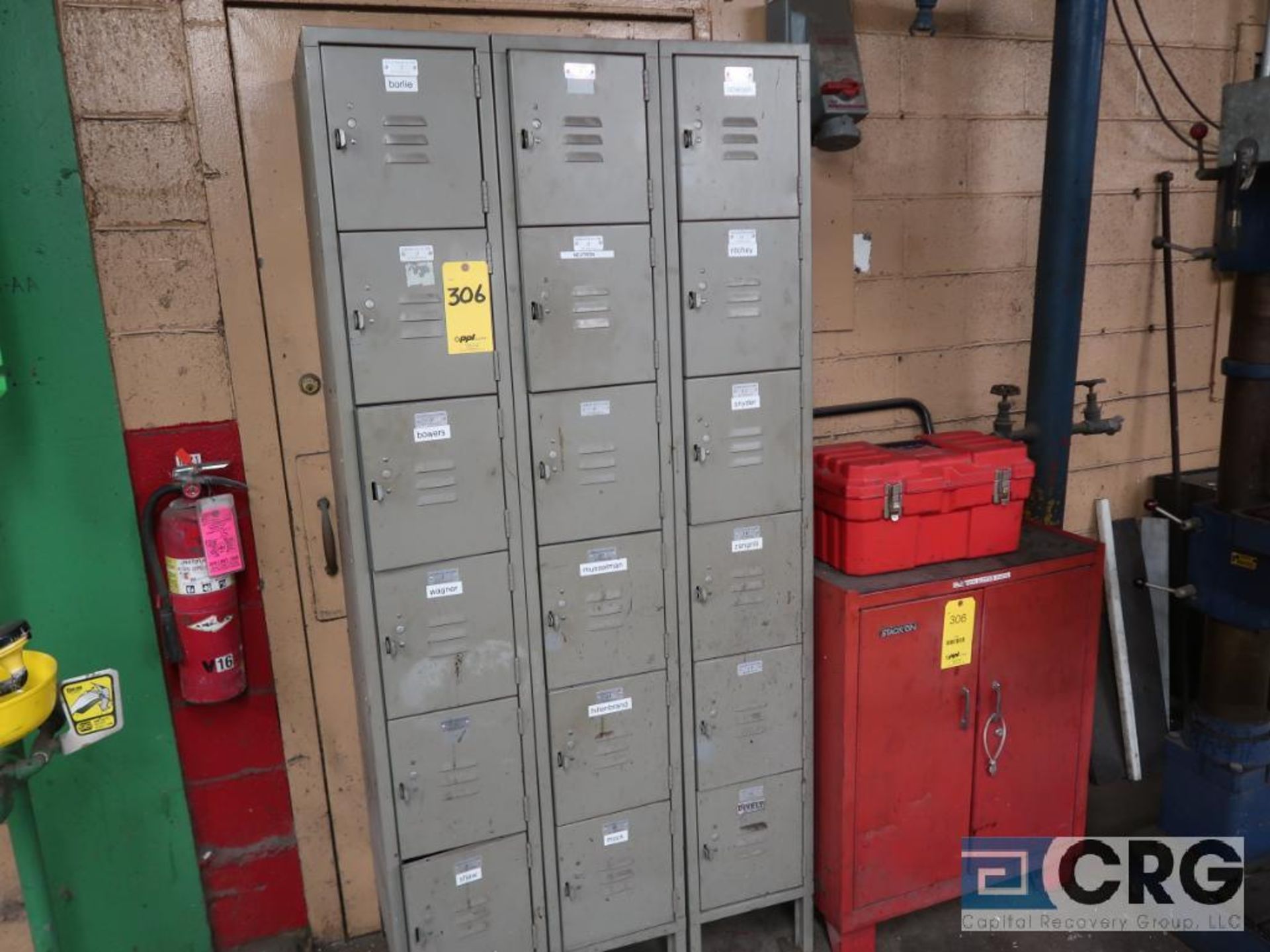 Lot of (6) assorted types and sizes of cabinets and lockers along east wall of shop (Basement Main - Image 5 of 8