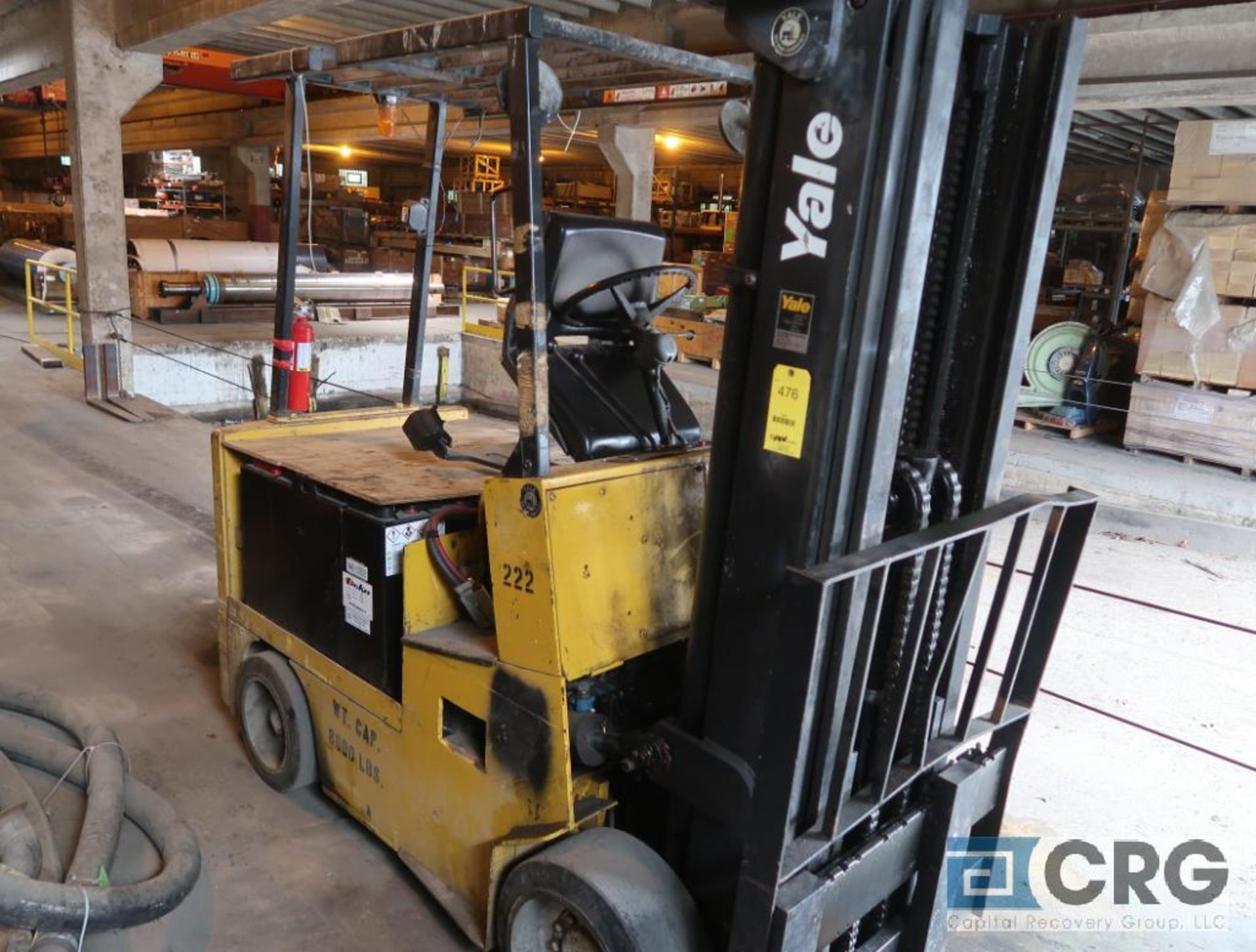 Yale 8000 lb capacity electric forklift, model ERC080HGN36SE090, 48 volt, mast height 173.8 in., 1,