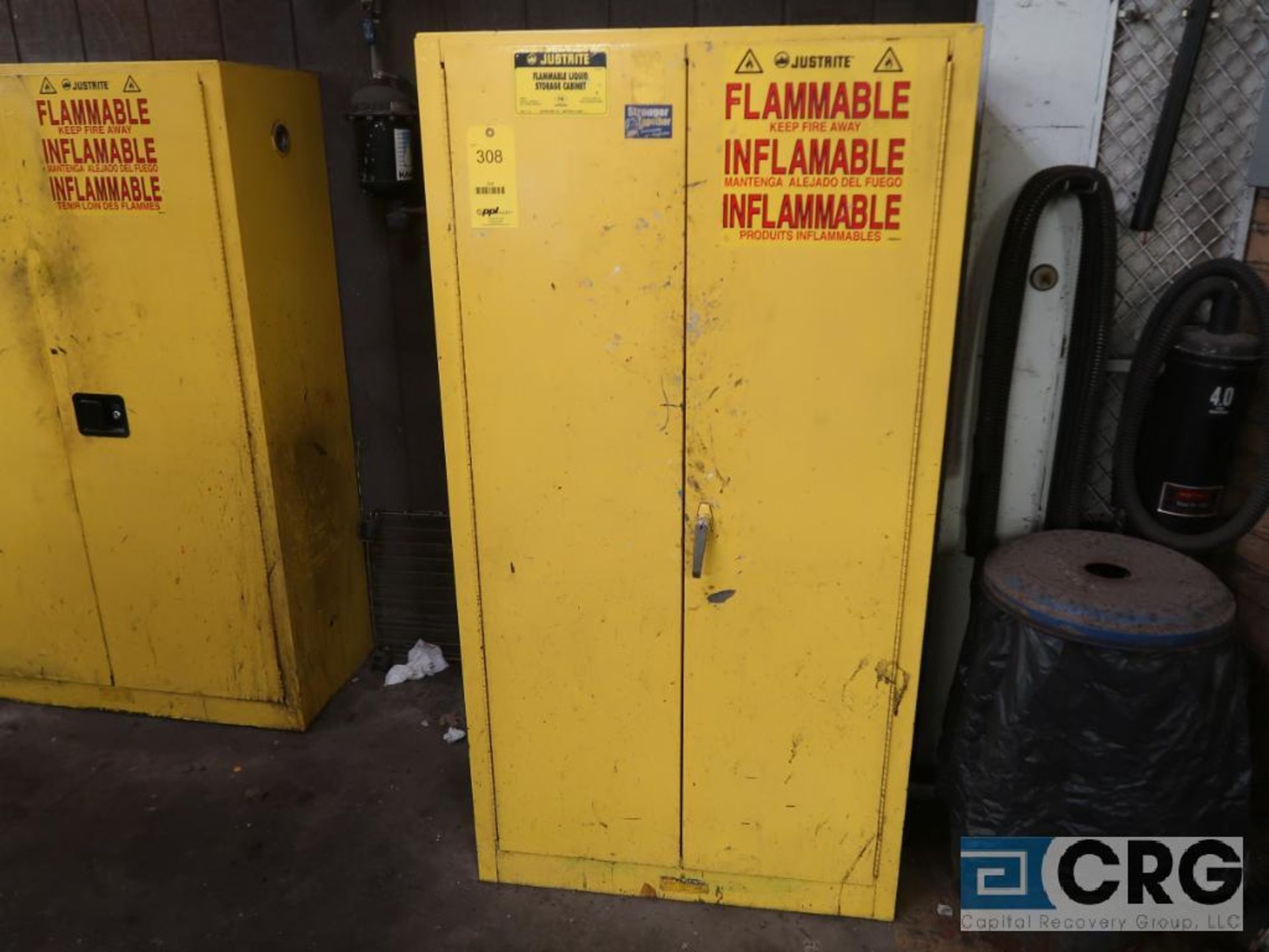 Justrite flammable storage cabinet, 60 gal. (Basement Main Shop)