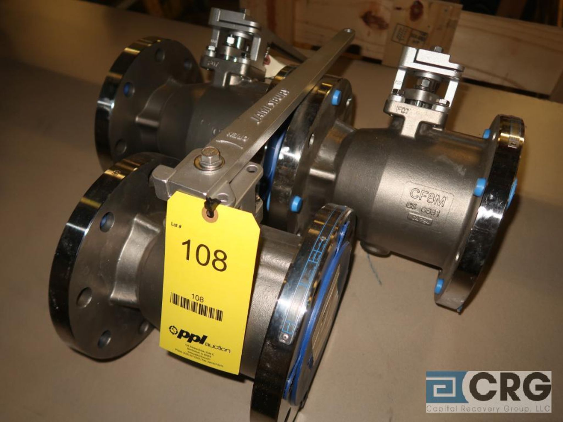 Lot of (3) Jamesbury 316 stainless 4 in. ball valves, 275 psi @ 100 degrees F (Loading Area)