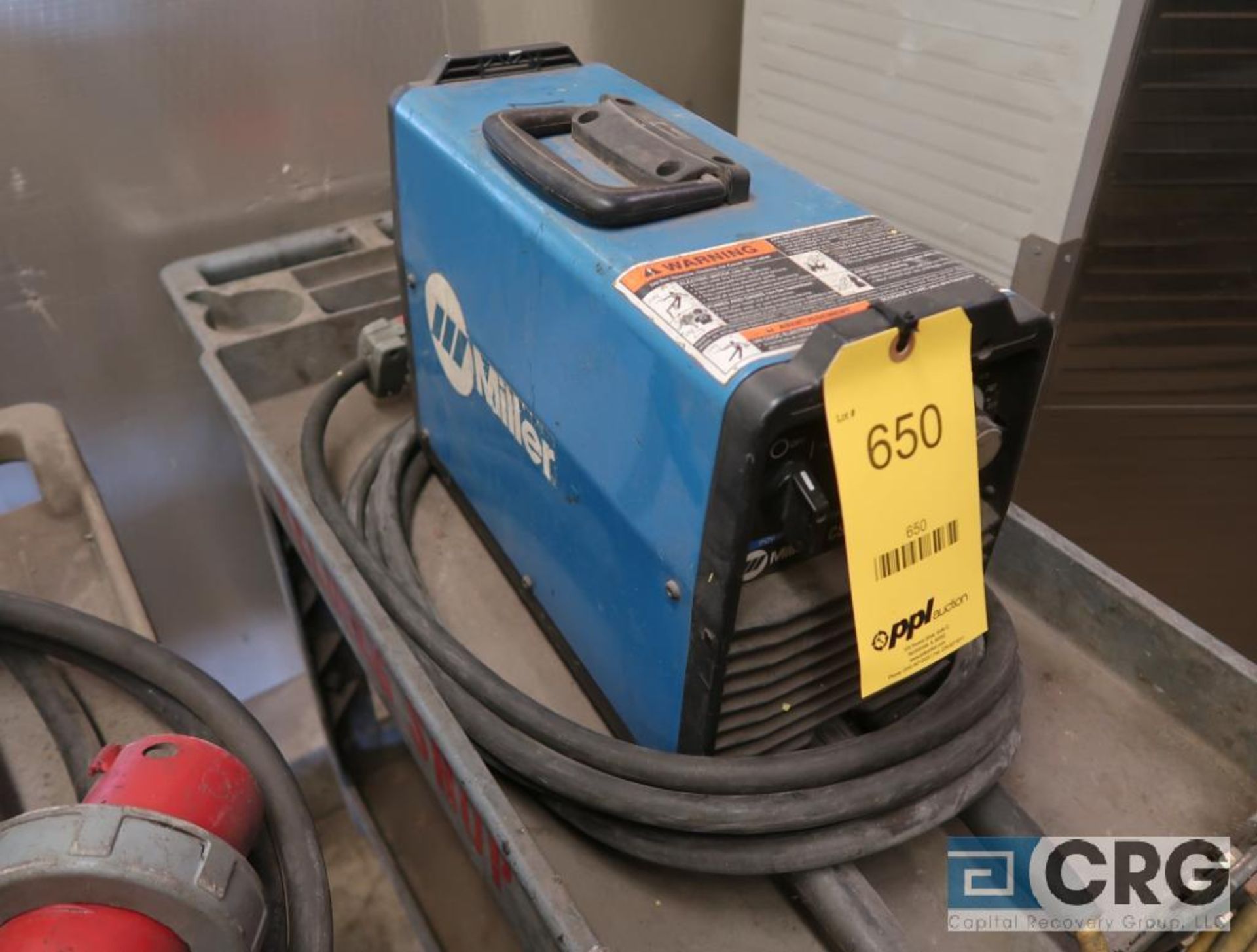 Miller CST 280 welder with Rubbermaid cart, 480 volt, s/n LG470037G (Shop 1)