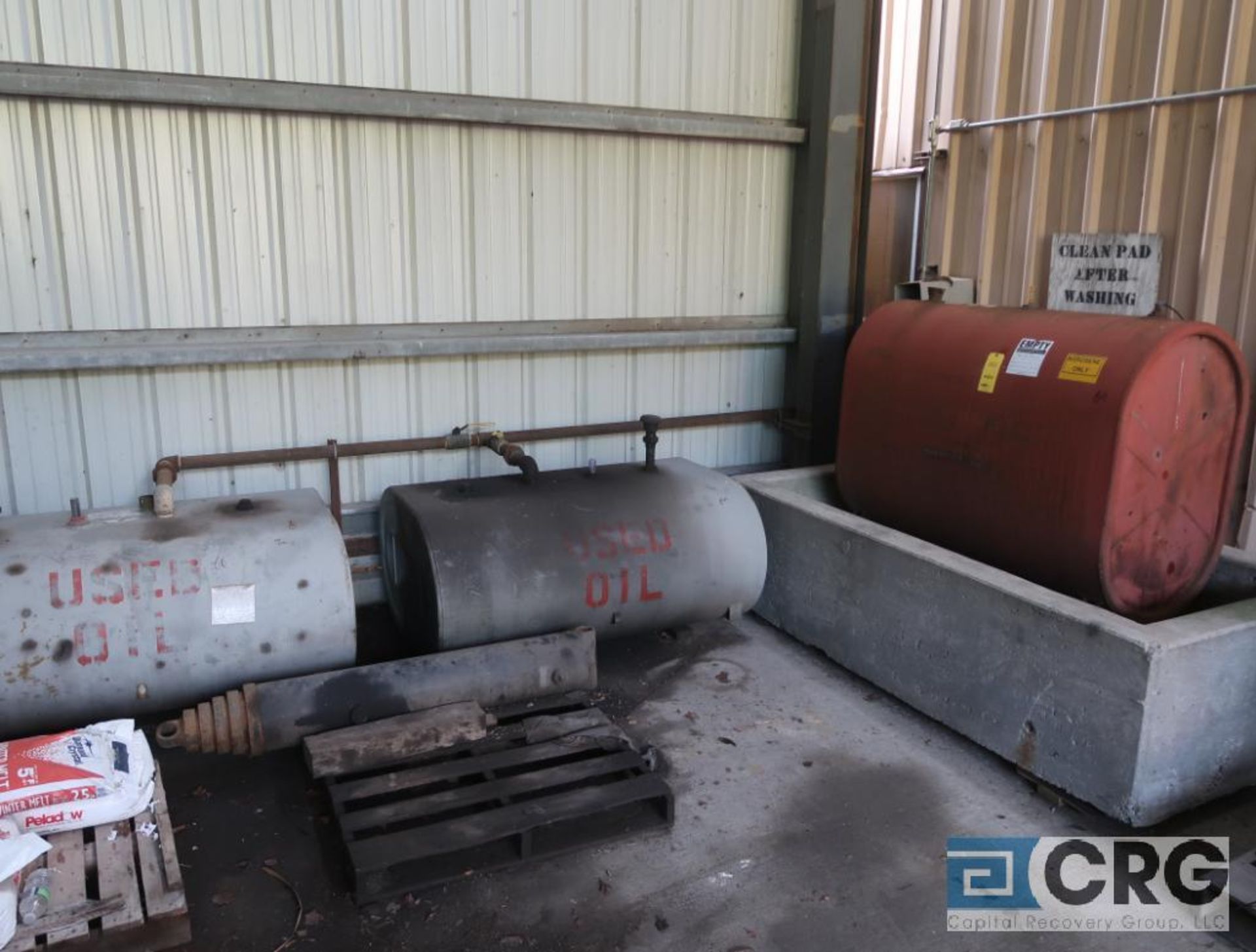 Lot of (3) assorted tanks including kerosene oil tank, 5 ft. L x 45 in. H x 27 in. dia., and (2)