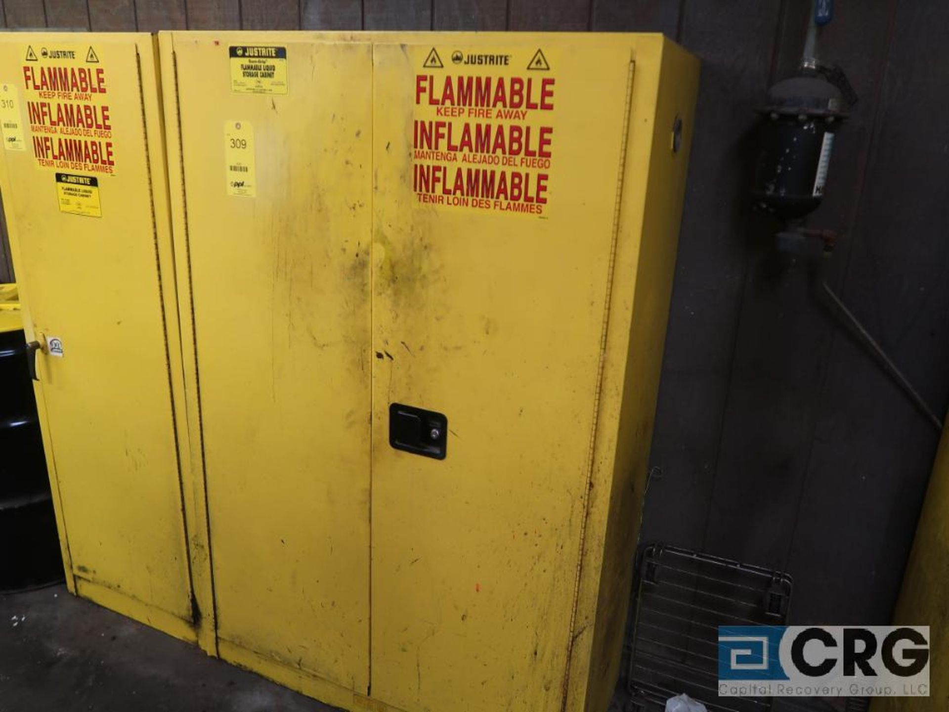 Justrite flammable storage cabinet, 45 gal. (Basement Main Shop)