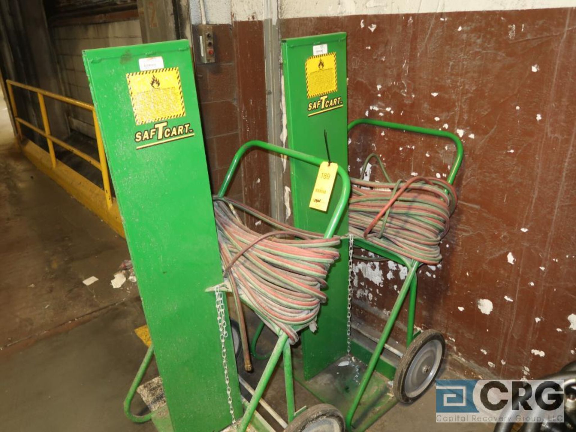 Lot of (2) Saftcart acetylene cart with hose and gauge (Rigging Equipment Shop)