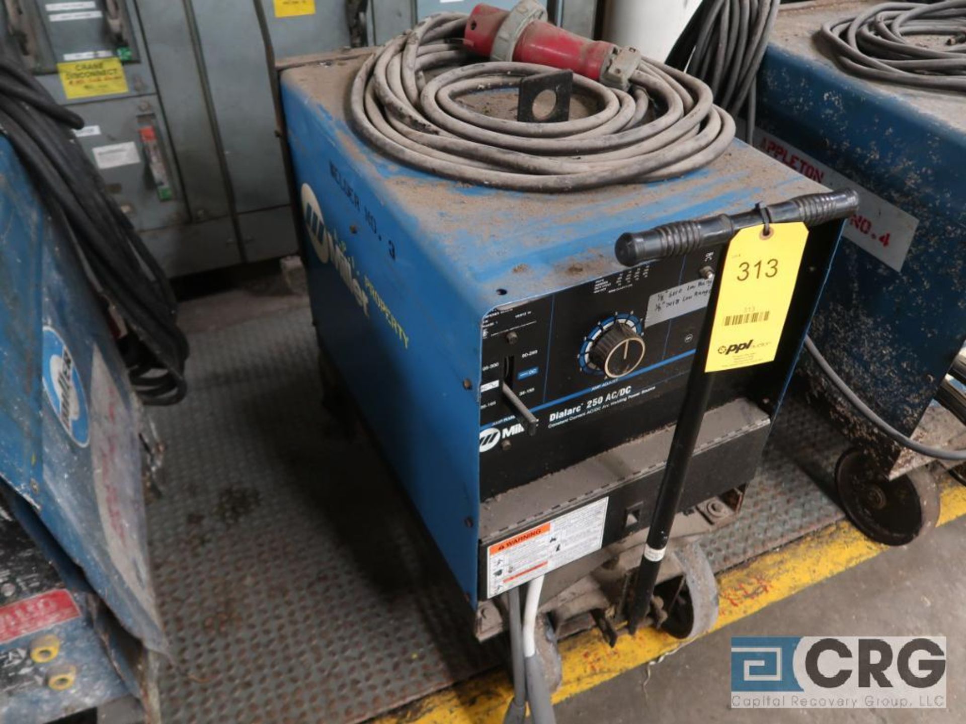 Miller Dialarc 250 welder on wheels, no leads, s/n KK056252 (Basement Main Shop)