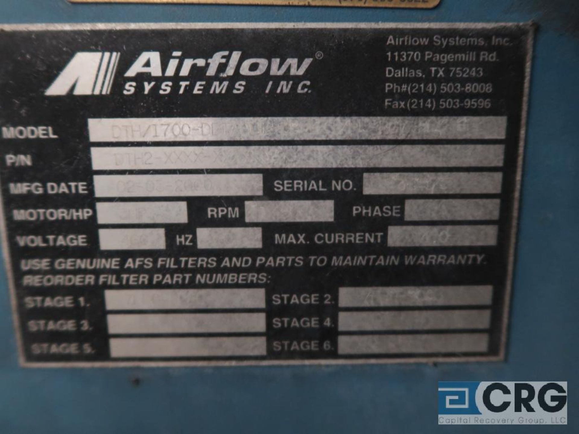 Air Flow DTH/1700-DDTABLE-CE-E down draft table, 4 ft. x 2 ft. table, on wheels, s/n DFH-33, year - Image 2 of 2