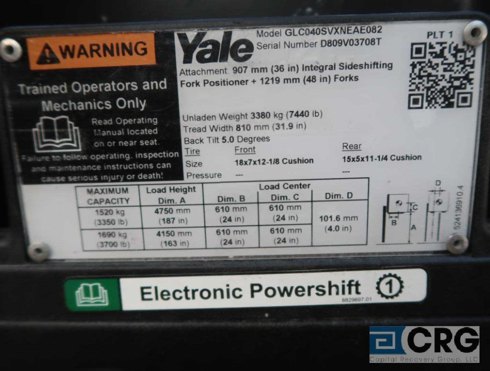 Yale GLC040SVXNEAE082 LP gas forklift - Image 3 of 3