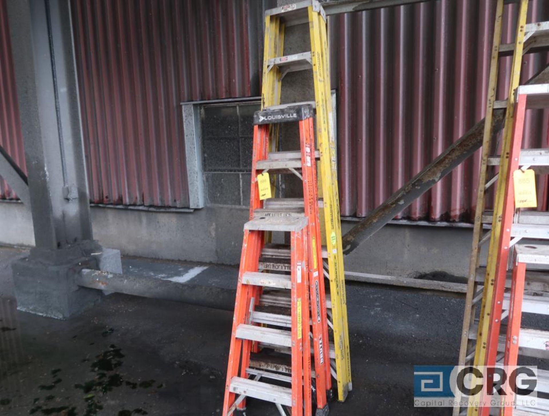 Lot of (3) assorted ladders including (1) 8 ft., (1) 6 ft., and (1) 4 ft. (Main Entrance to Boiler