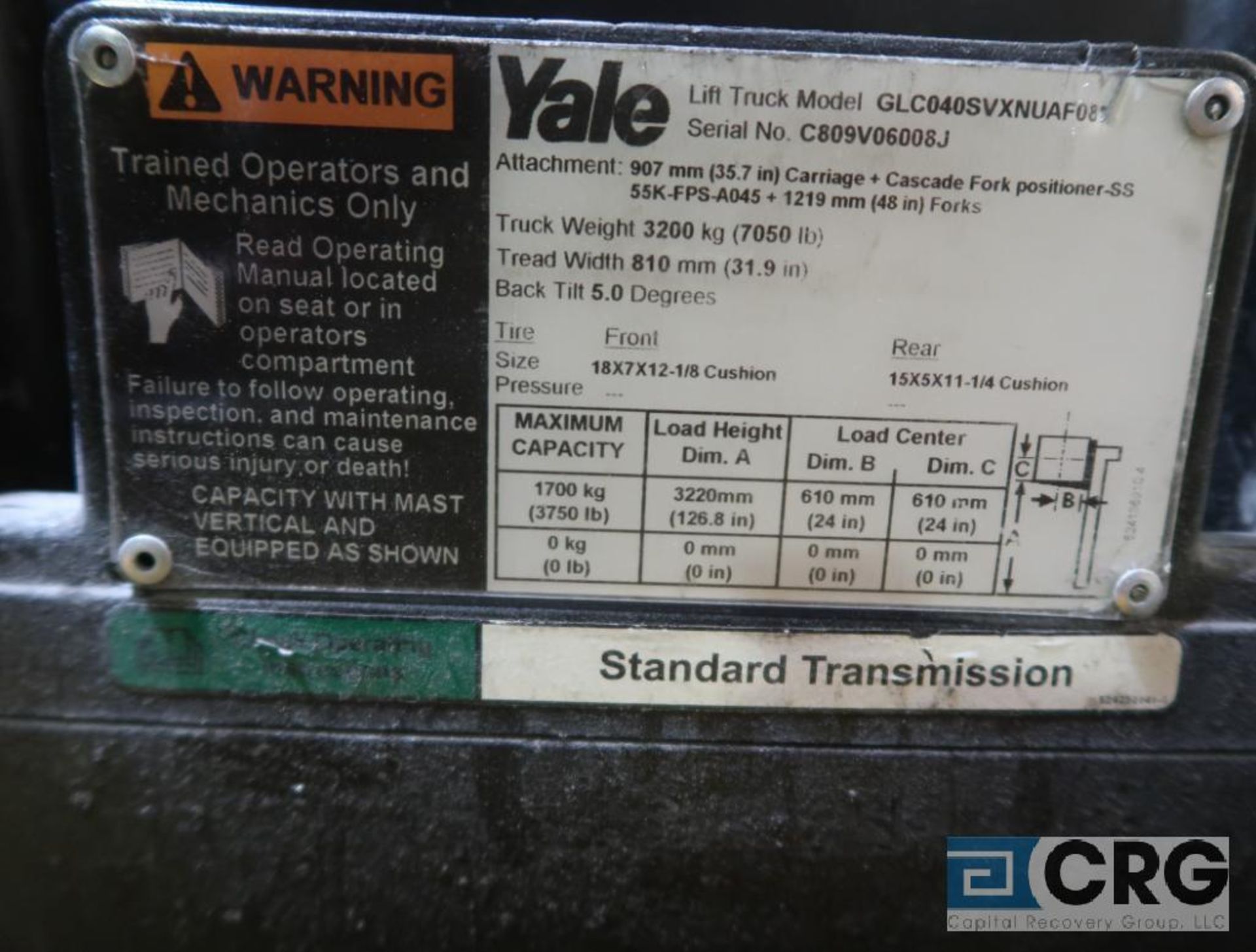 Yale GLC040SVXNUAF083 LP gas forklift - Image 3 of 3