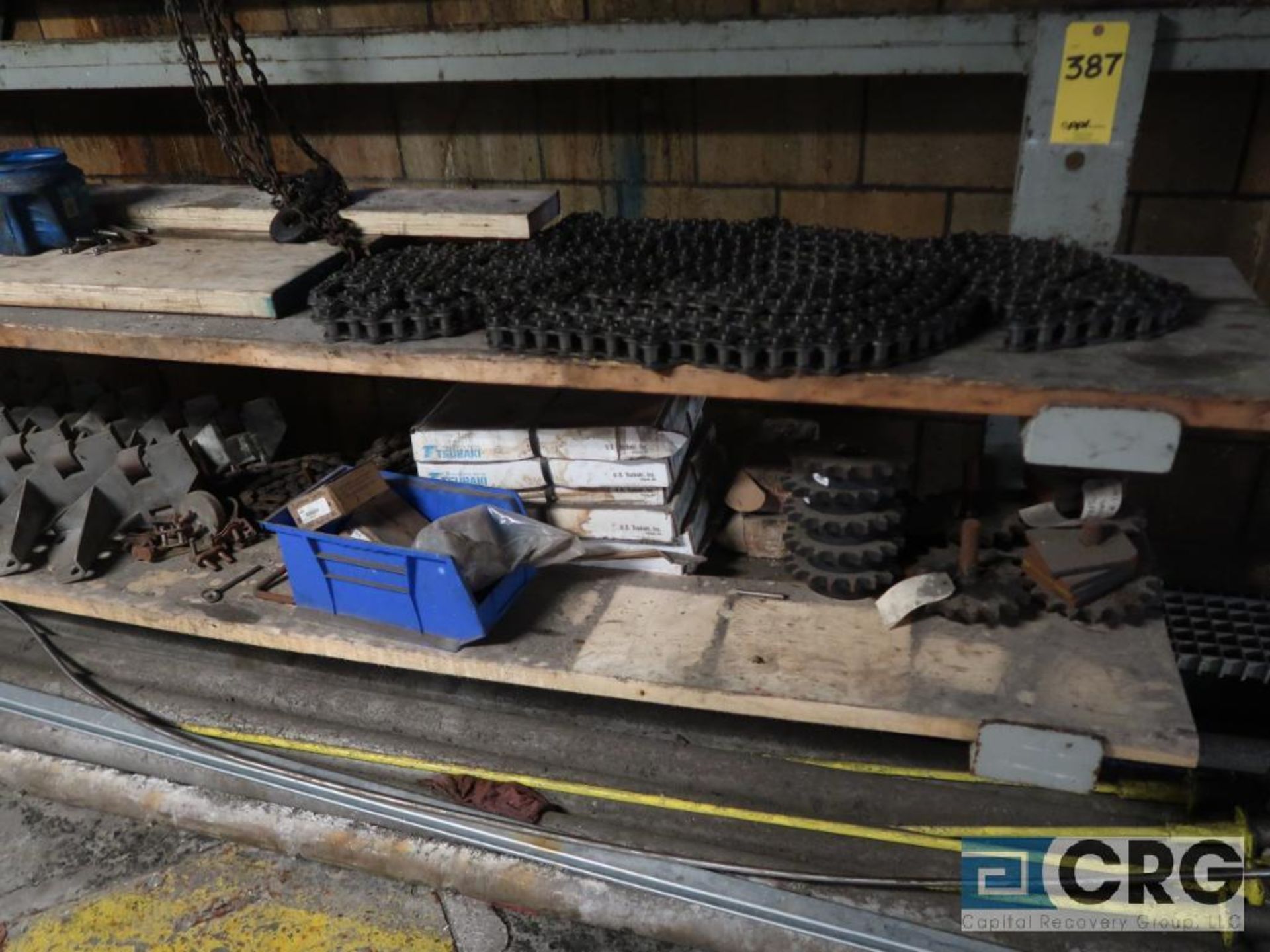 Lot of (16) sections assorted size shelving with contents of misc. machine parts including chain and - Image 8 of 8