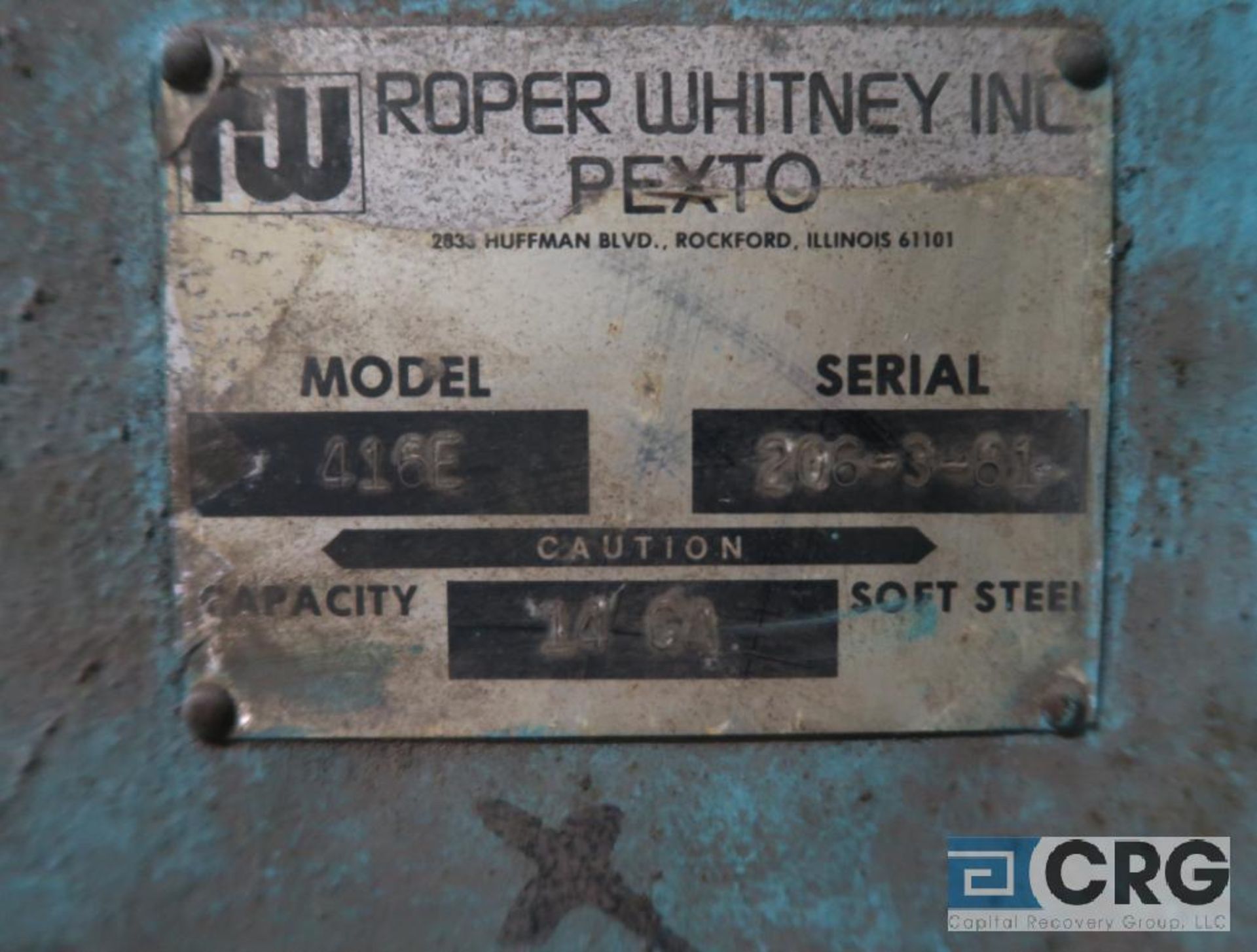 Pexto 416E pyramid bar, 3 bar, 14 ga soft steel cap, 36 in width, manual, s/n 206-3-81 (Boiler - Image 2 of 2