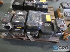 Lot of (9) TB Woods variable frequency drives, (4) 20 HP, (4) 1 HP, and (1) 1/2 HP (Finish