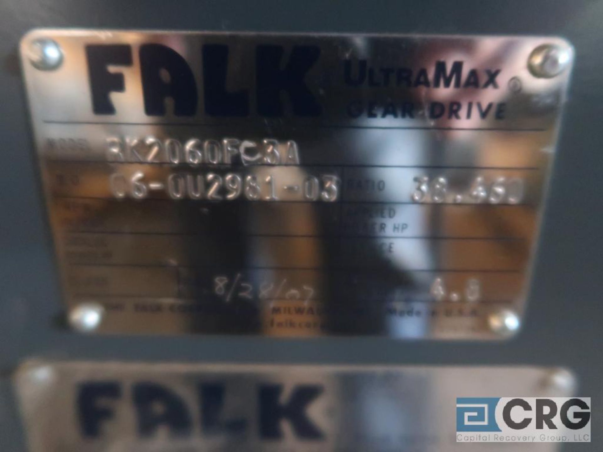 Falk RK 2060 FC3A gear drive, ratio-38.460, s/n 298103 (Next Bay Cage Area) - Image 2 of 2