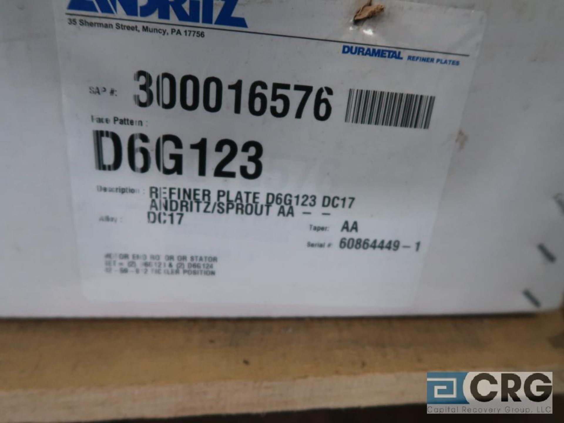 Lot of (4) Andritz D6G123 refiner plates (Finish Building) - Image 2 of 2