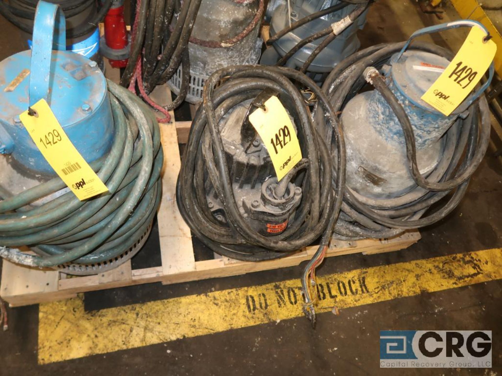 Lot of (3) Flygt sump pumps, 460 volt (Basement Stores)