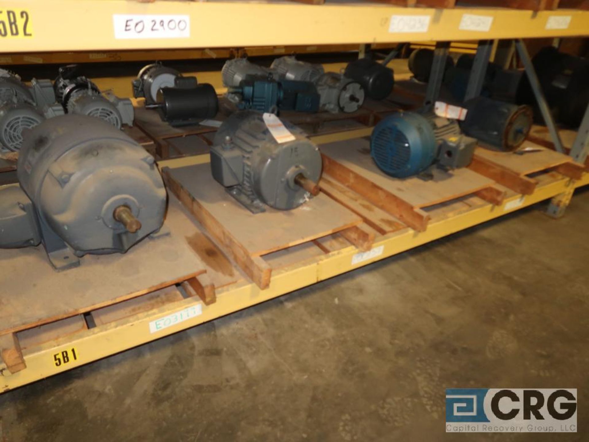 Lot of (32) assorted 15 HP, 10 HP, and 7.5 HP motors on (7) shelves, some with gear drives (Motor - Image 3 of 8