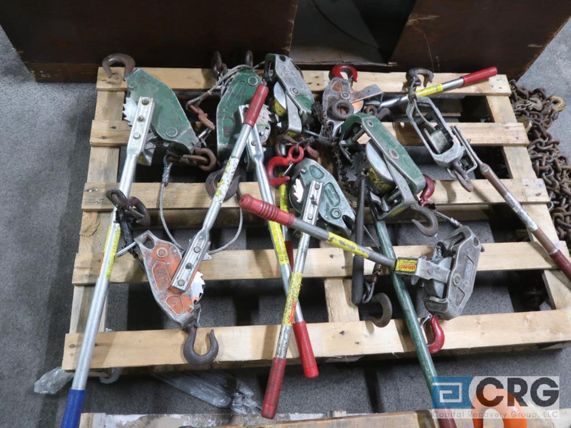 Lot of assorted items including (5) chain hoists, (9) assorted come-a-longs, (3) clamps, and banding - Image 2 of 3