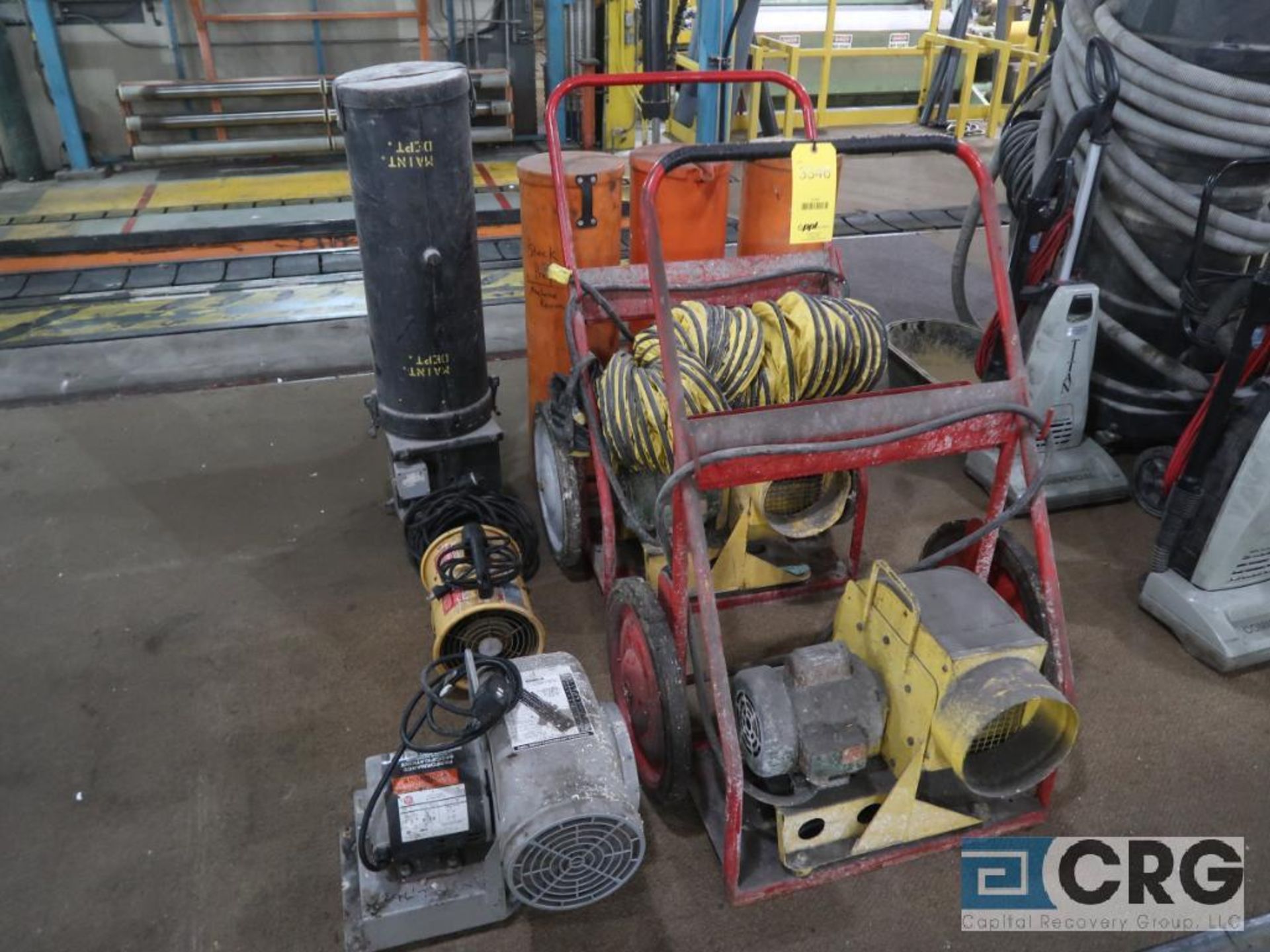 Lot of (4) assorted blowers with (4) collapsible tubing (PM1 Finishing Area)