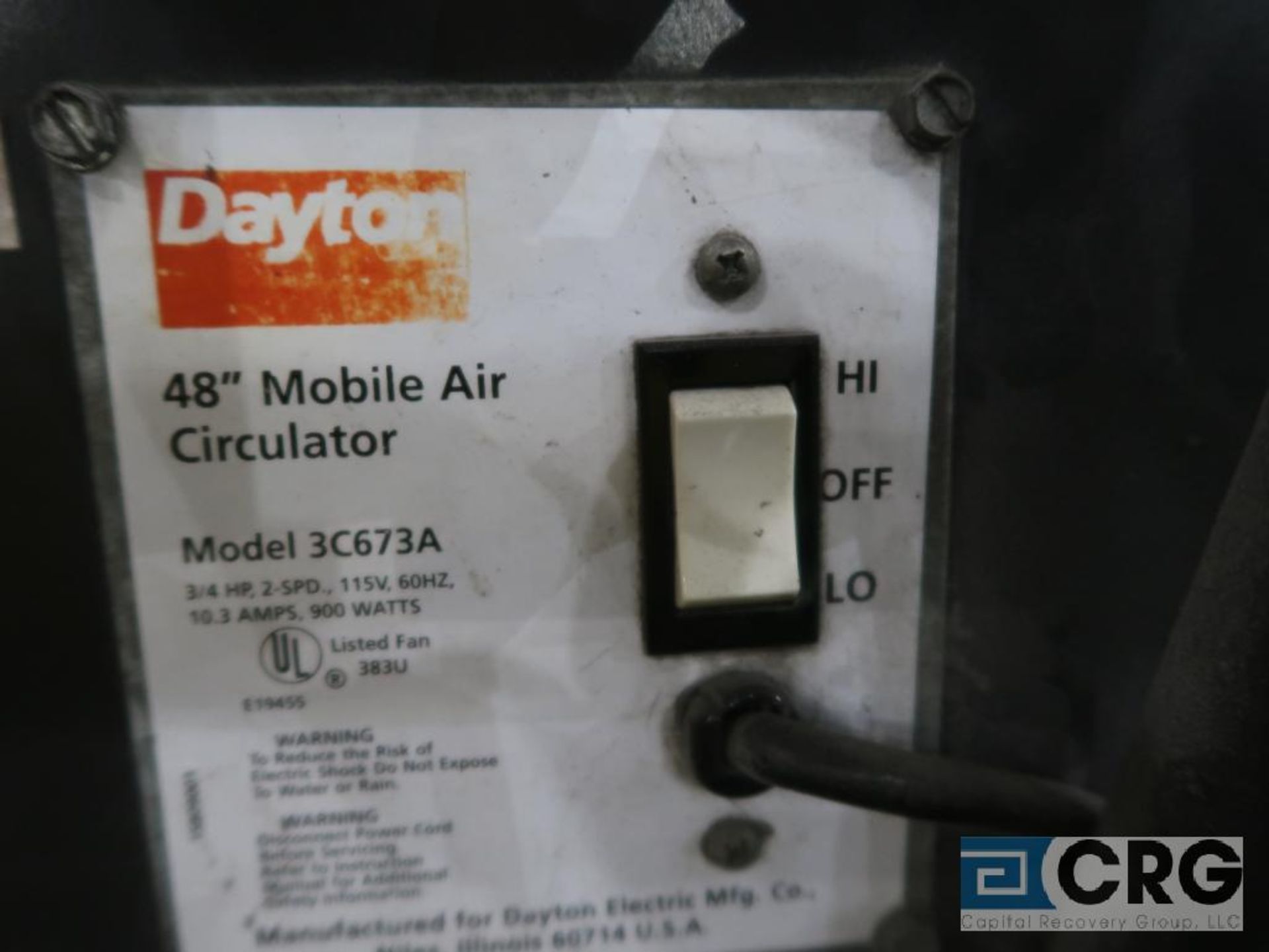 Dayton 48 in. air circulator (PM1 Finishing Area) - Image 2 of 2