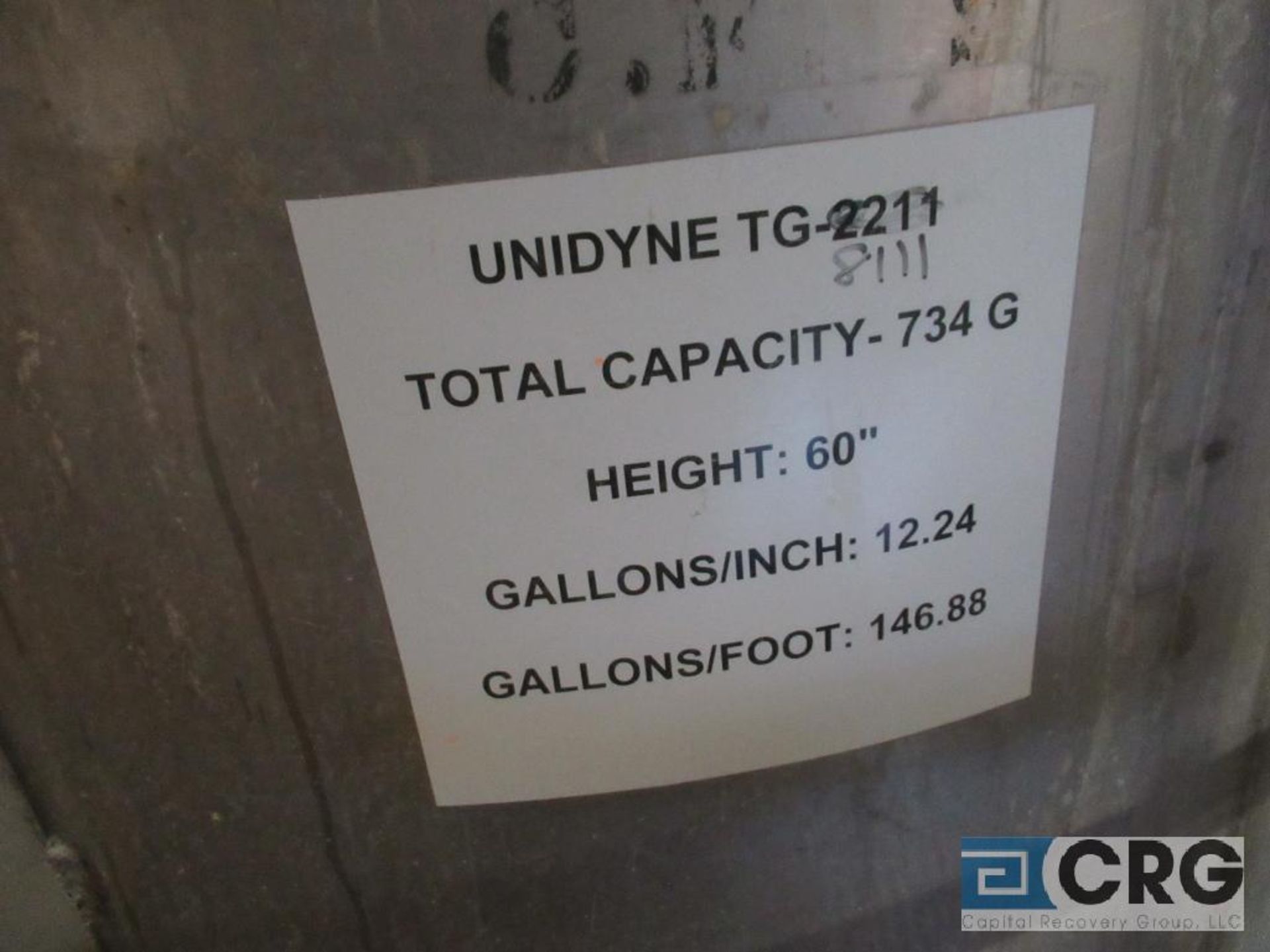 Lot of (2) Polypropylene glycol ss tanks, 734 & 850 gal capacities, 63" high, Lightnin top mounted - Bild 3 aus 3