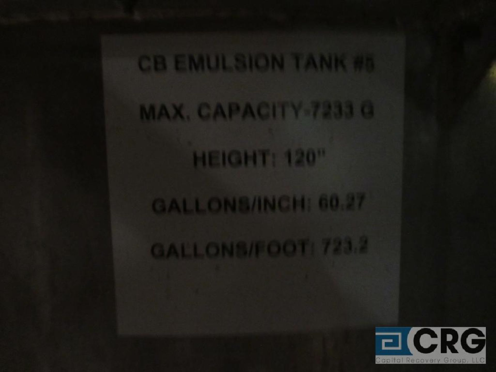 Lot including (1) CB Emulsion Tank #5, 7200 gal, 120" high, side bottom Lightnin SPX agitator and ( - Image 3 of 3