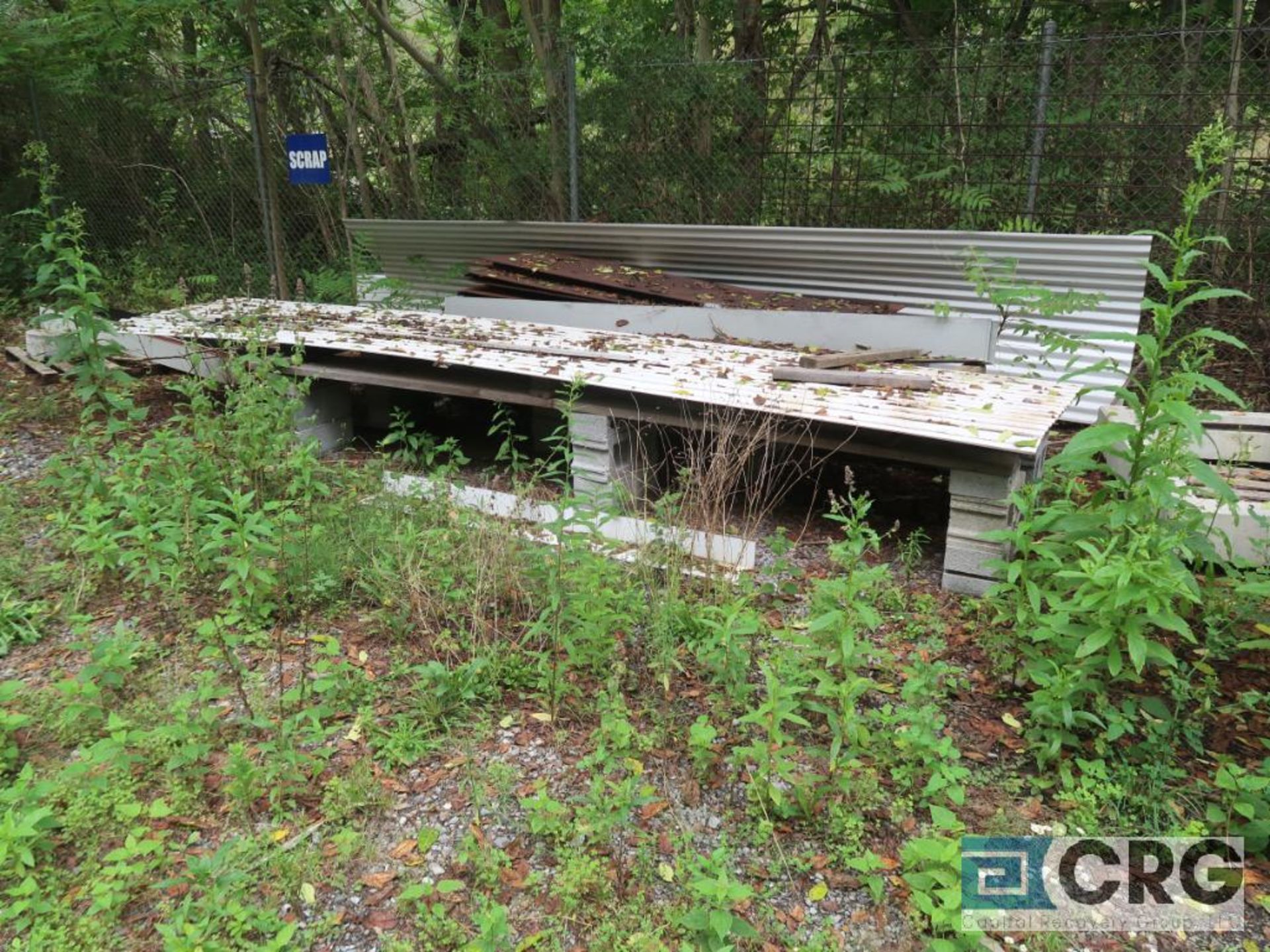 Lot of miscellaneous items including self dumping hoppers, grating, steel pipe on ground, cement - Image 8 of 17