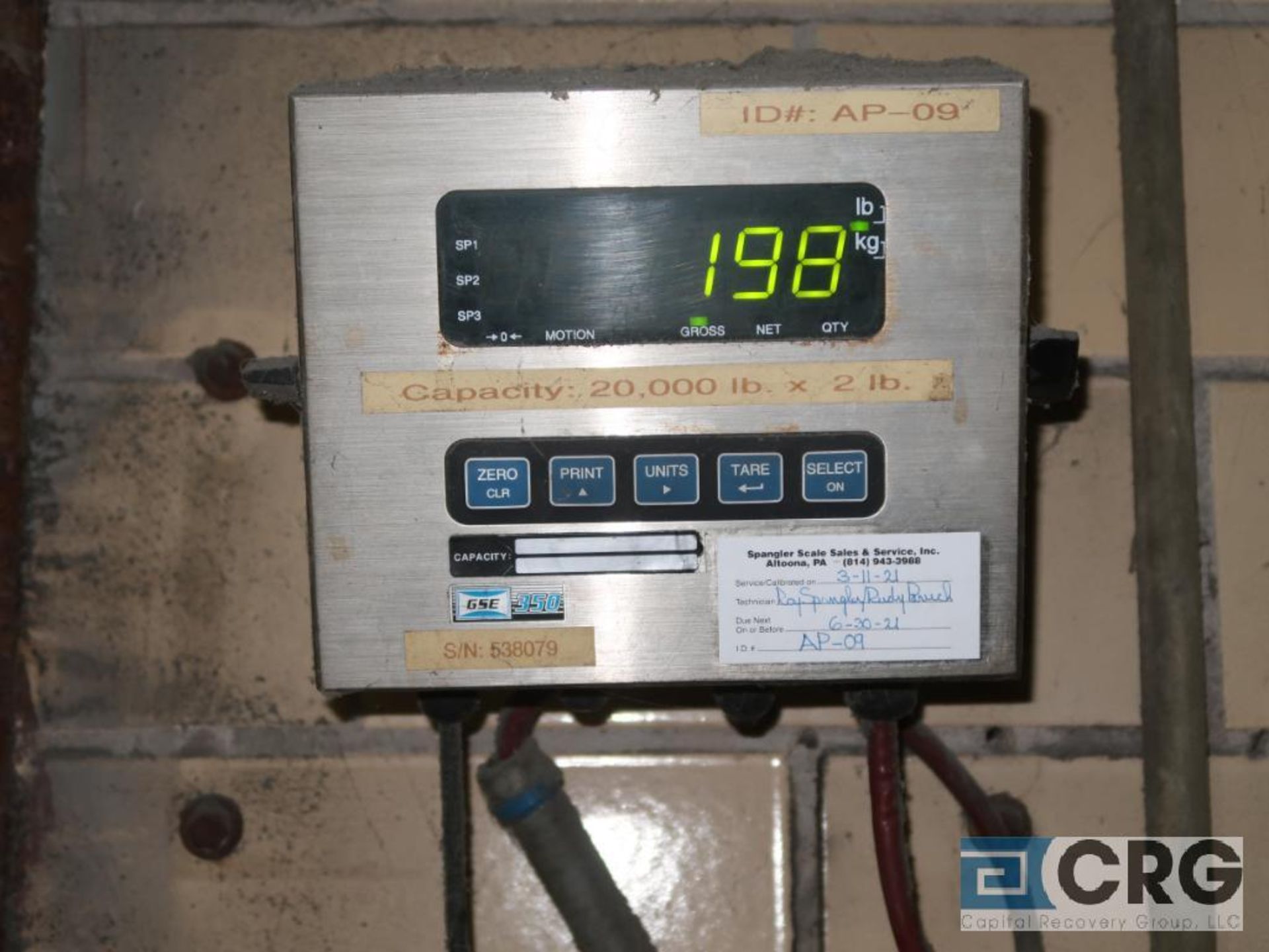 GSE 350 below ground floor scale, 5 ft x 7 ft., 10 ton cap., s/n 538079 (Downstairs 512 Area)