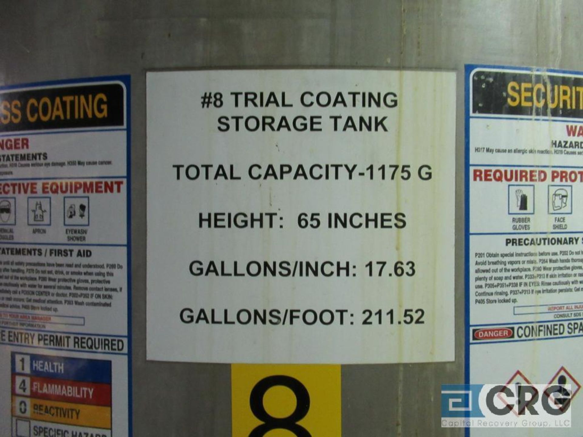 Trial coating stainless steel storage tank #8, 1175 gal, 65" high, with connecting diaphragm pump - Image 2 of 2