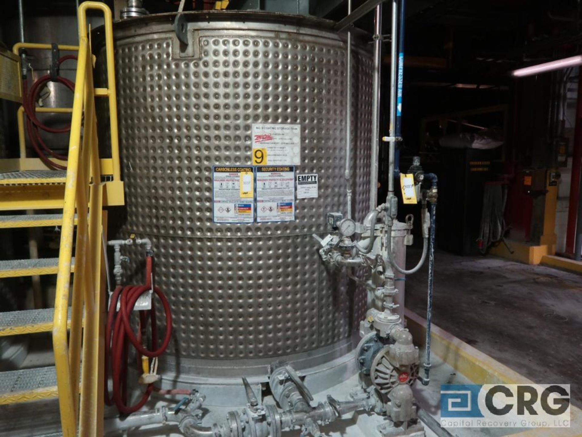 316 stainless steel dimple jacketed mixing tank with center top mount Lightning agitator, 2,278 Gal.