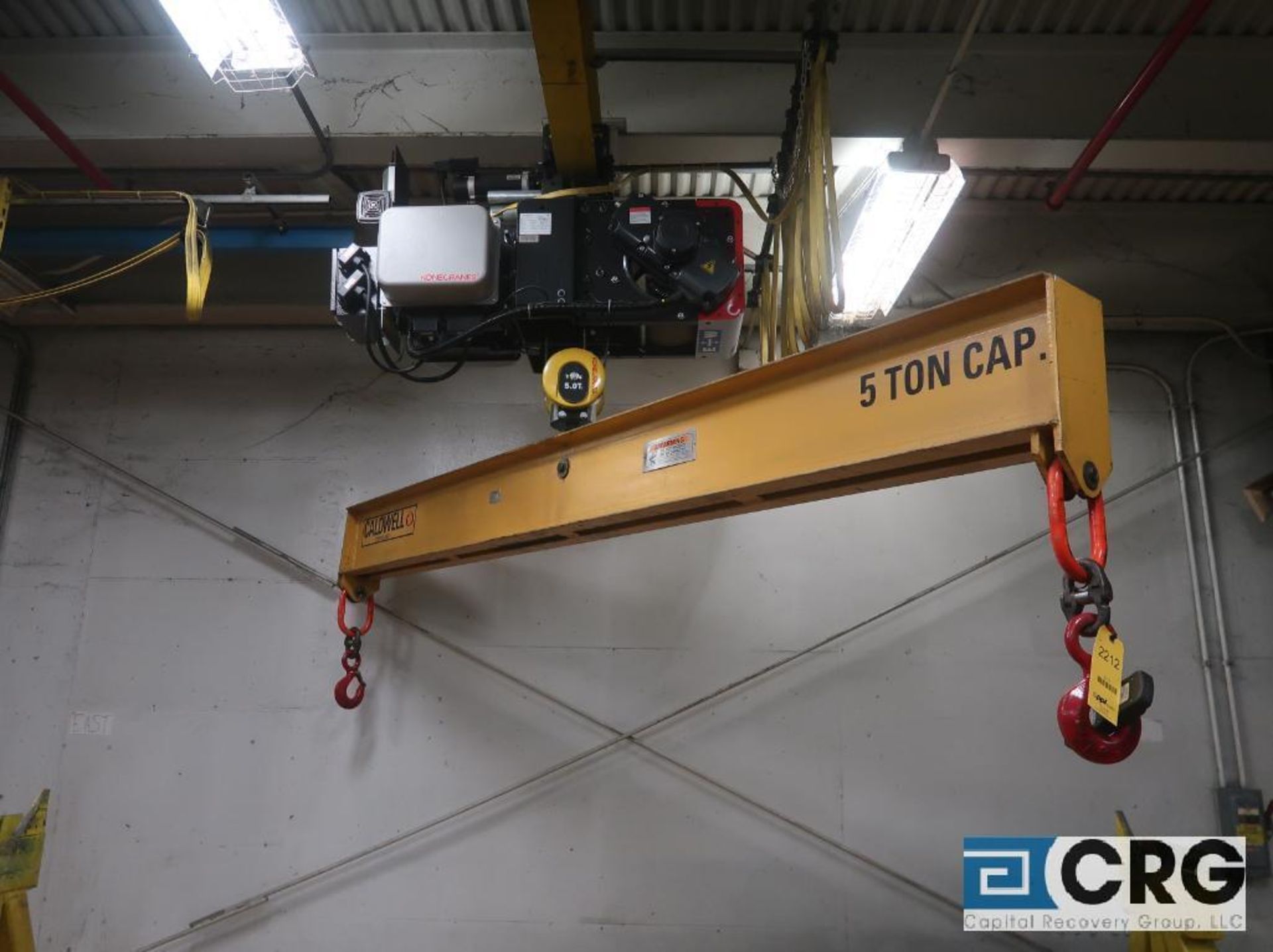 Konecranes 5 ton cap. Electric hoist with 11' Caldwell spreader bar