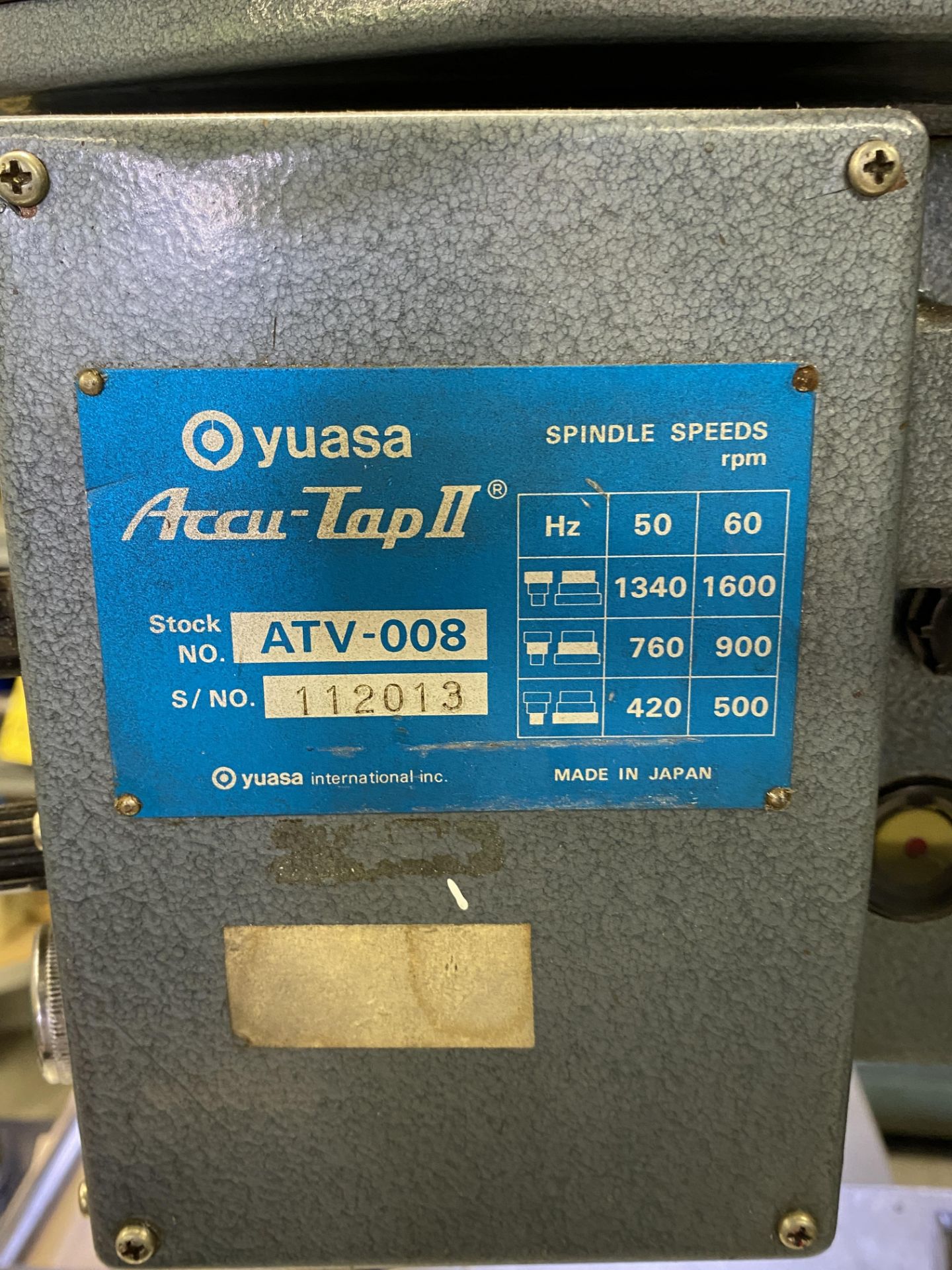 Yuasa, M: ATV-008 Accu-Tap II with Work Bench Tapping Machine, SN: 112013 - Image 3 of 3