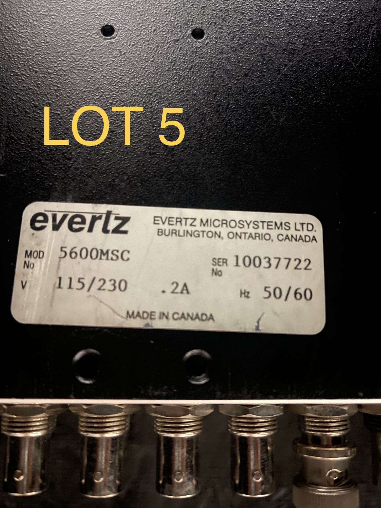 Evertz Master Time Clock, M: 5600MSC. SN: 10037722 - Image 2 of 2