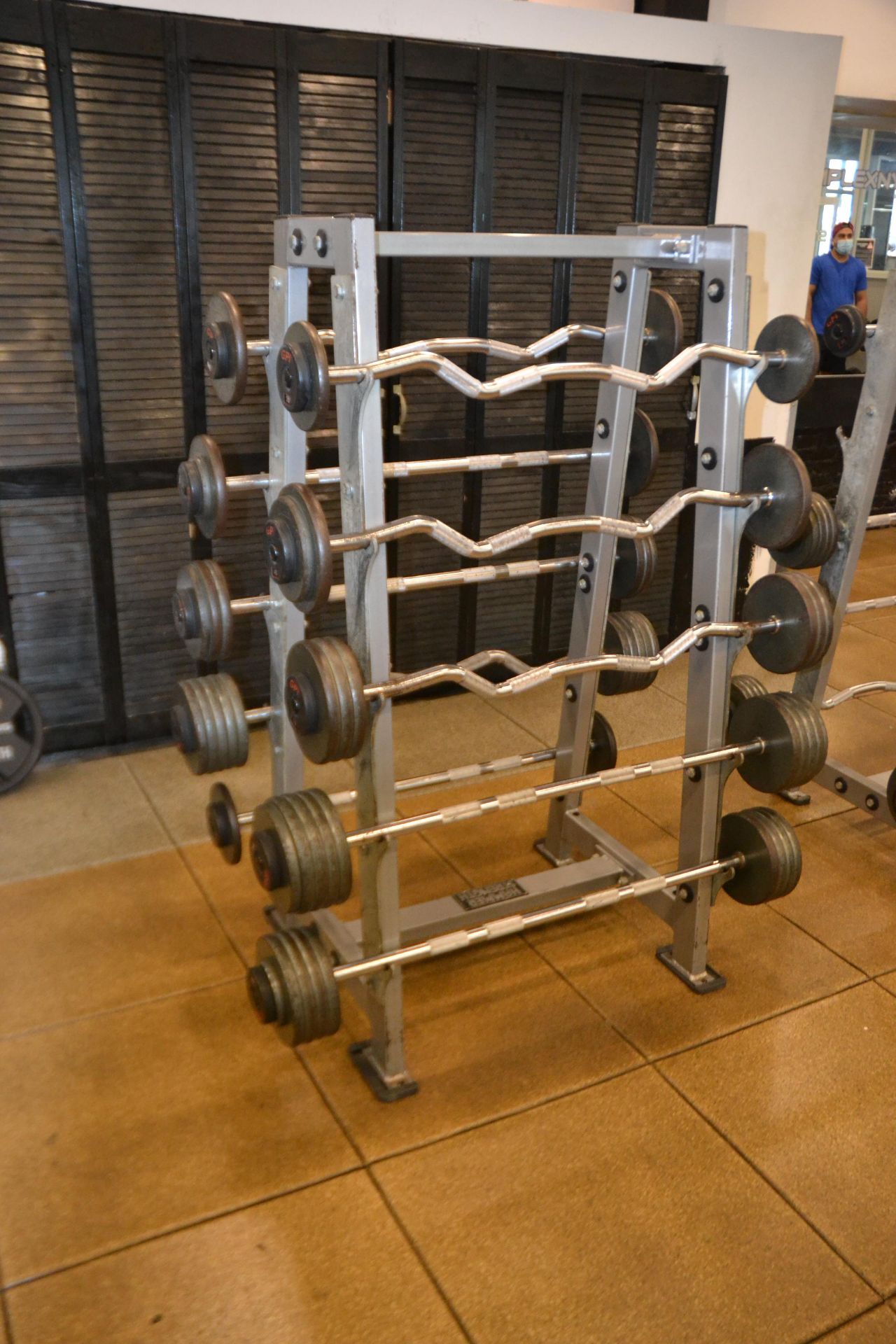 Hammer Strength Barbell Rack with GPI Fixed Barbells (Curled and Straight)