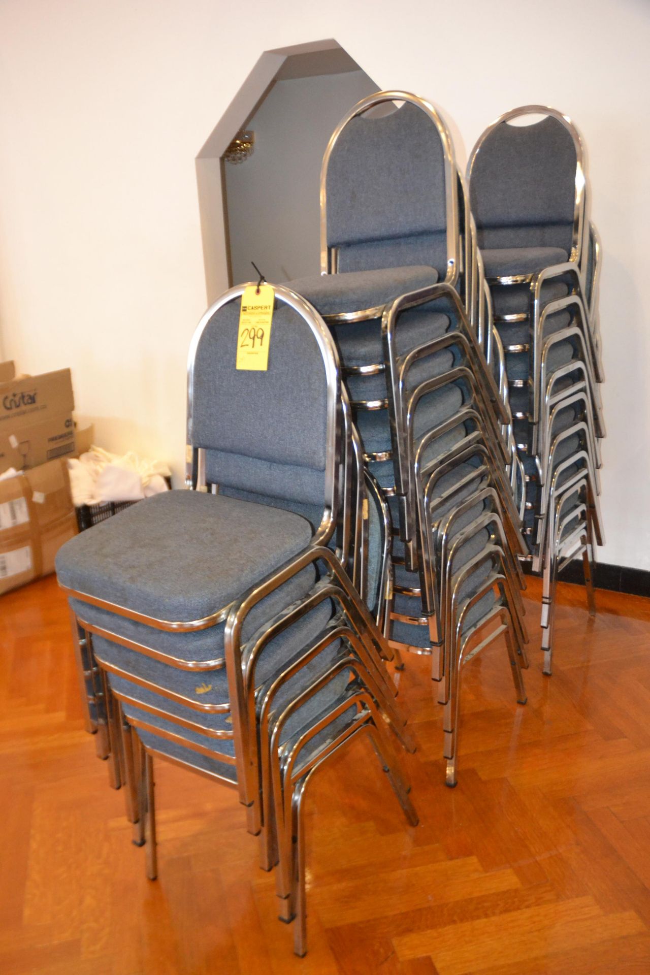 (28) Upholstered Blue Stack Chairs