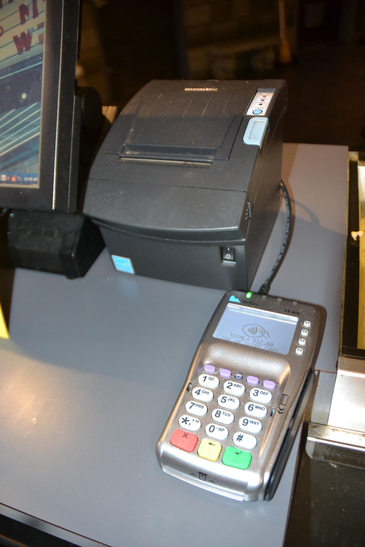 Partner Display Monitor, Cash Draw, Bixolon Receipt Printer, Verifone VX805 Credit Card Machine - Image 2 of 2