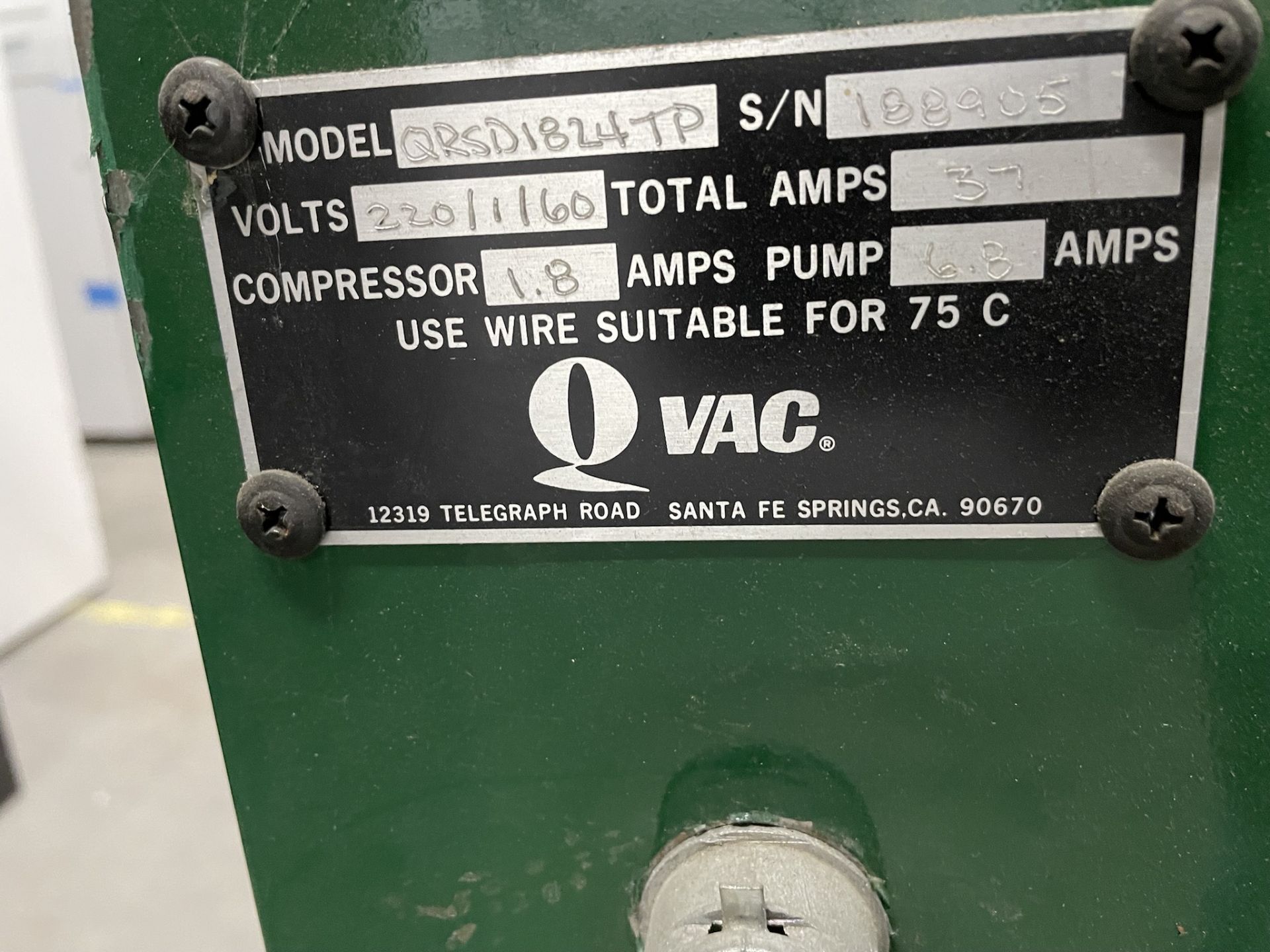 RVAC QRSD TI824 S/N188905 - Image 3 of 3