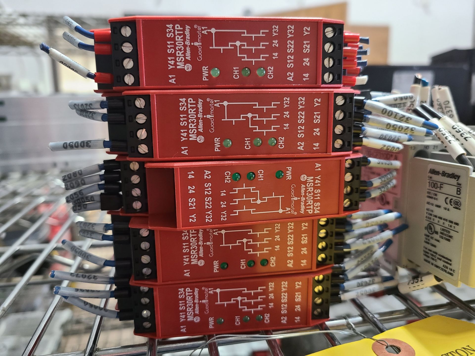 (5) ALLEN BRADLEY SAFETY RELAY: M-MSR30RTP; (2) ALLEN BRADLEY CONTROL RELAY: M- 700-CF310DA-- (432